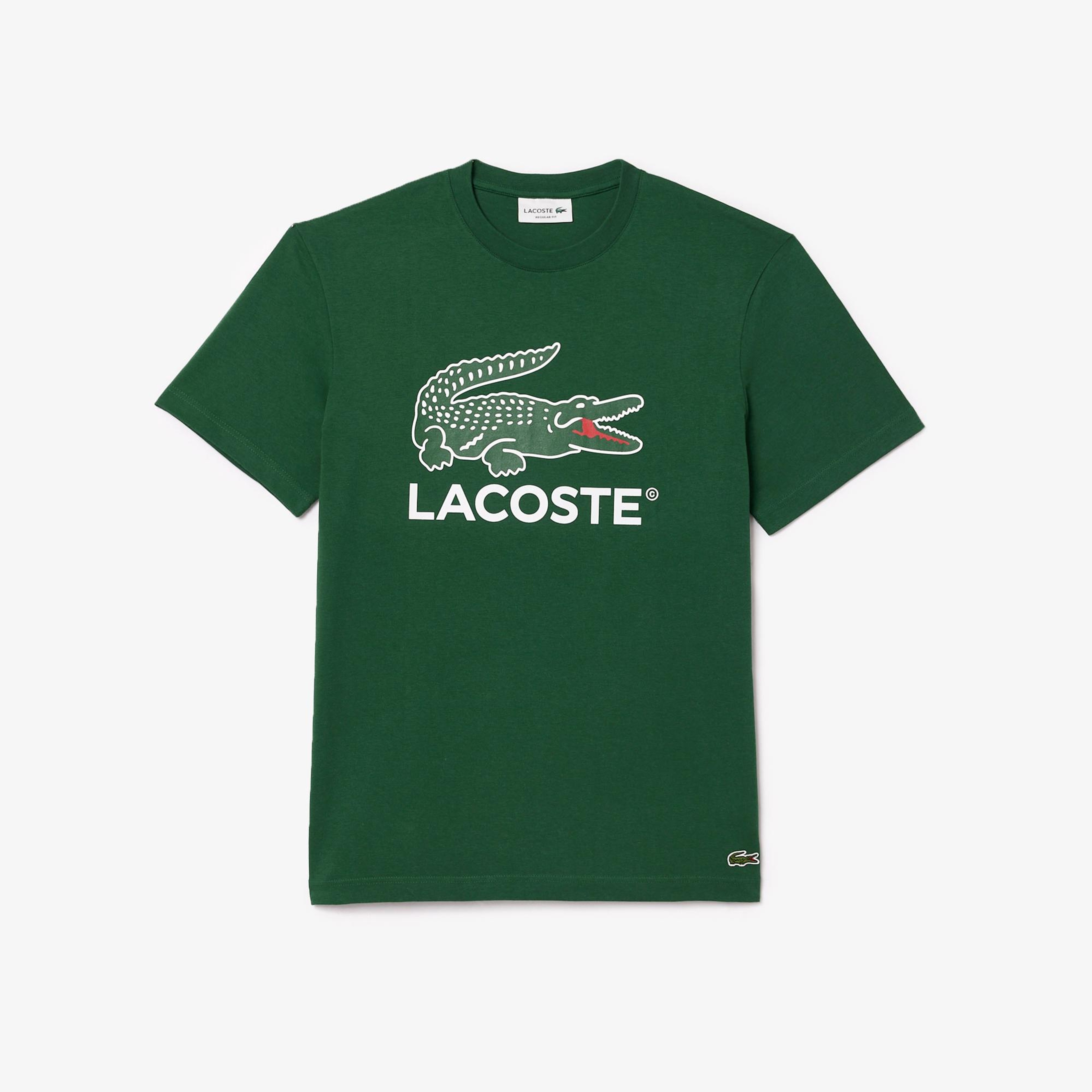 Lacoste Erkek Regular Fit Bisiklet Yaka Baskılı Yeşil T-Shirt