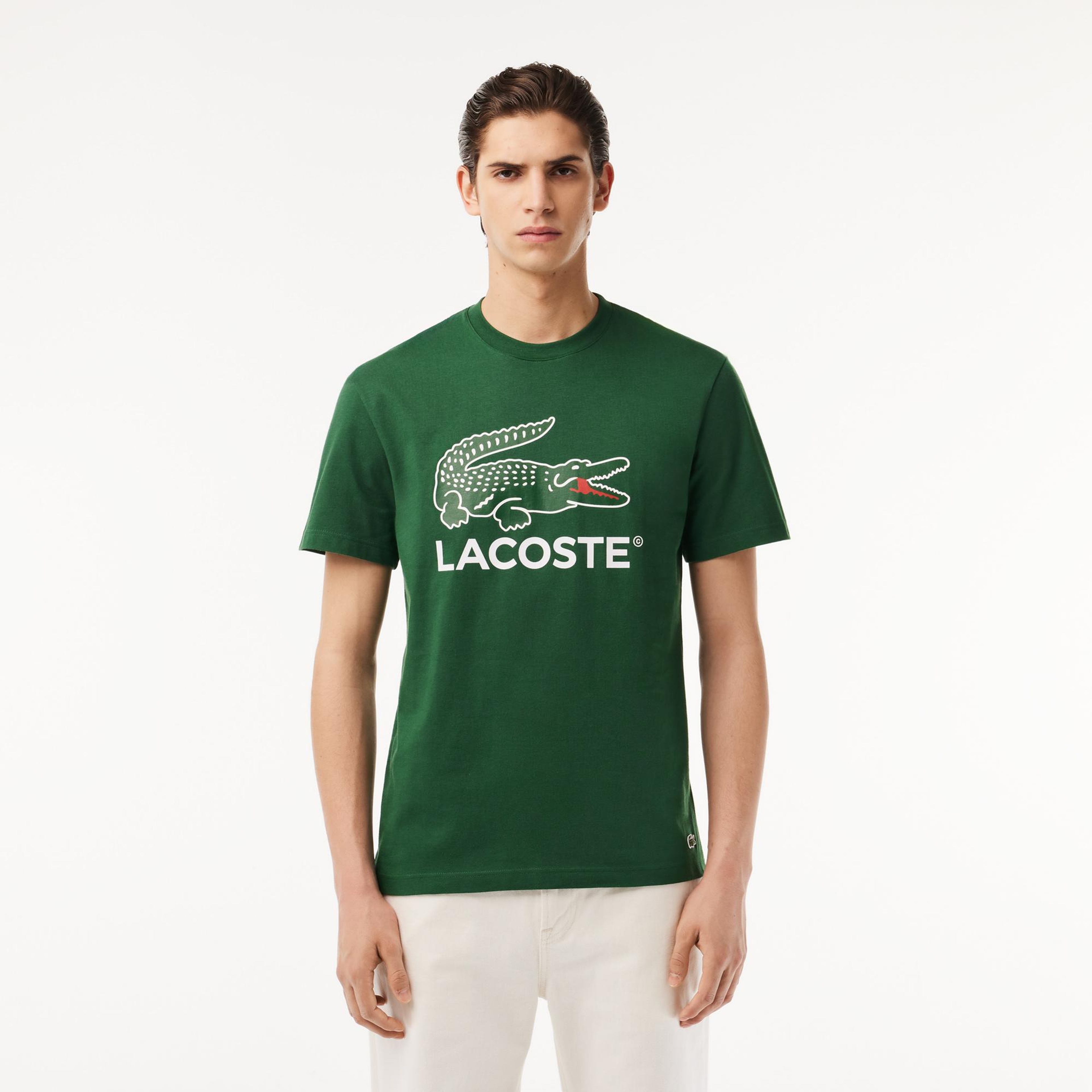 Lacoste Erkek Regular Fit Bisiklet Yaka Baskılı Yeşil T-Shirt