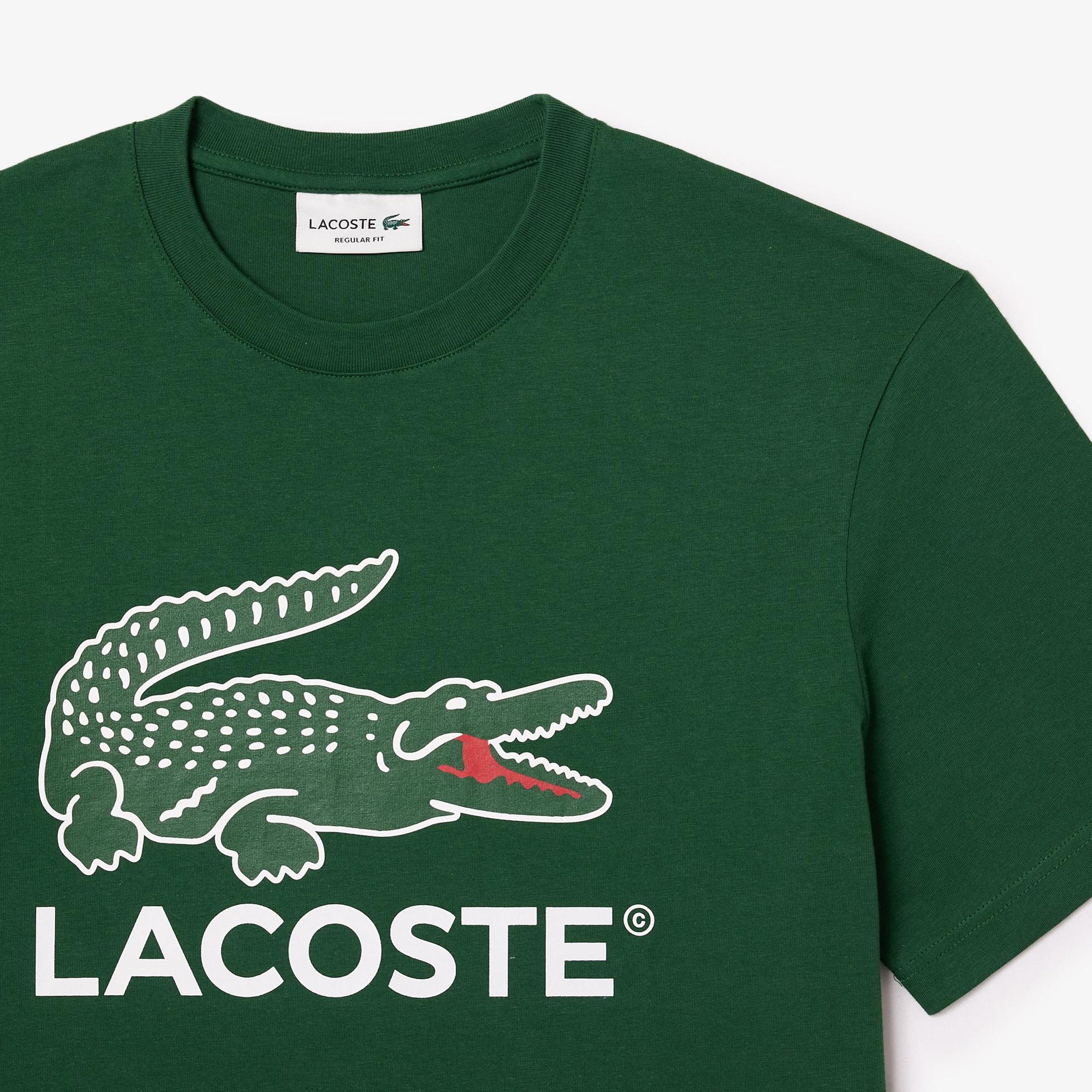Lacoste Erkek Regular Fit Bisiklet Yaka Baskılı Yeşil T-Shirt