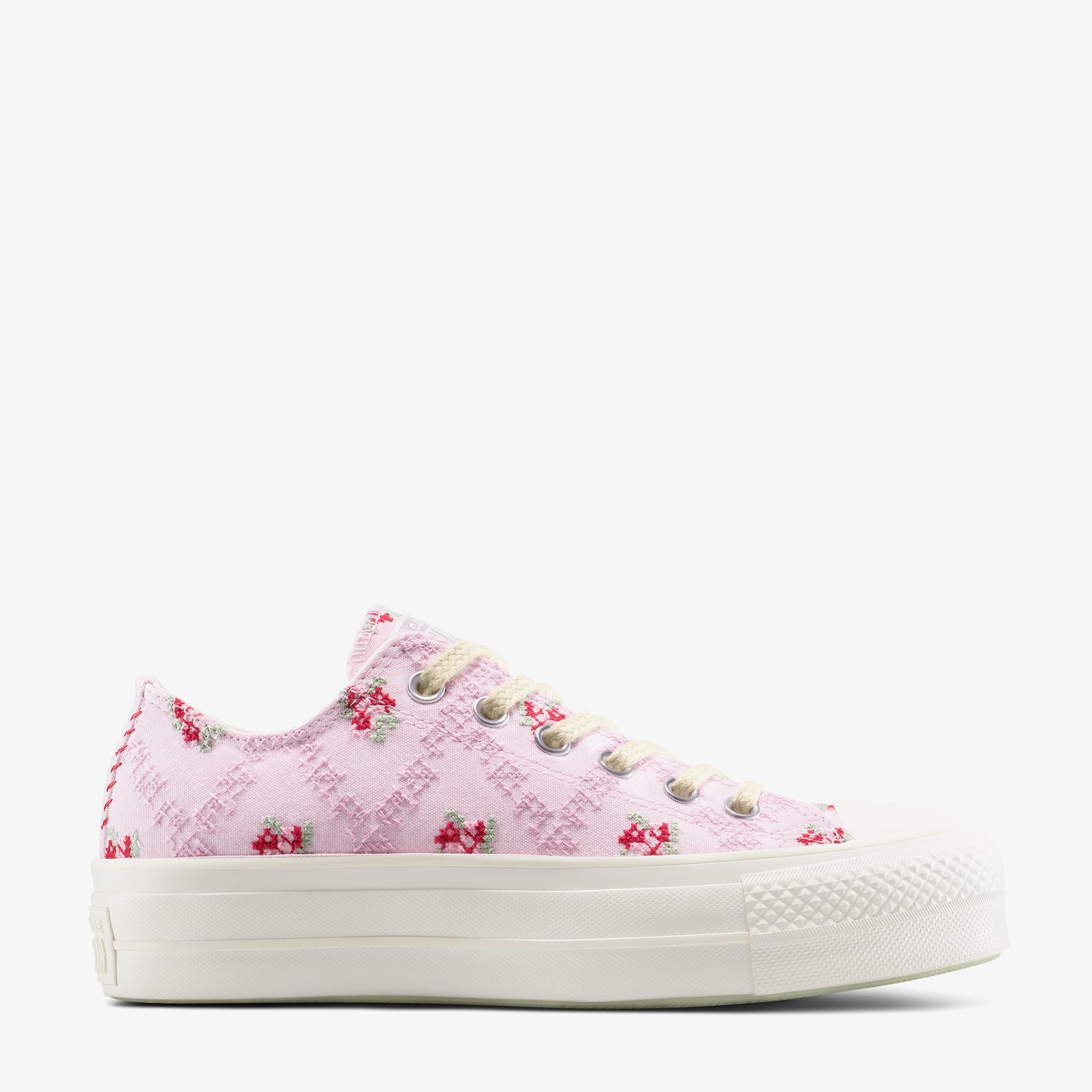 Converse Chuck Taylor All Star Lift Rose Cross Stitch Kadın Pembe Platform Sneaker