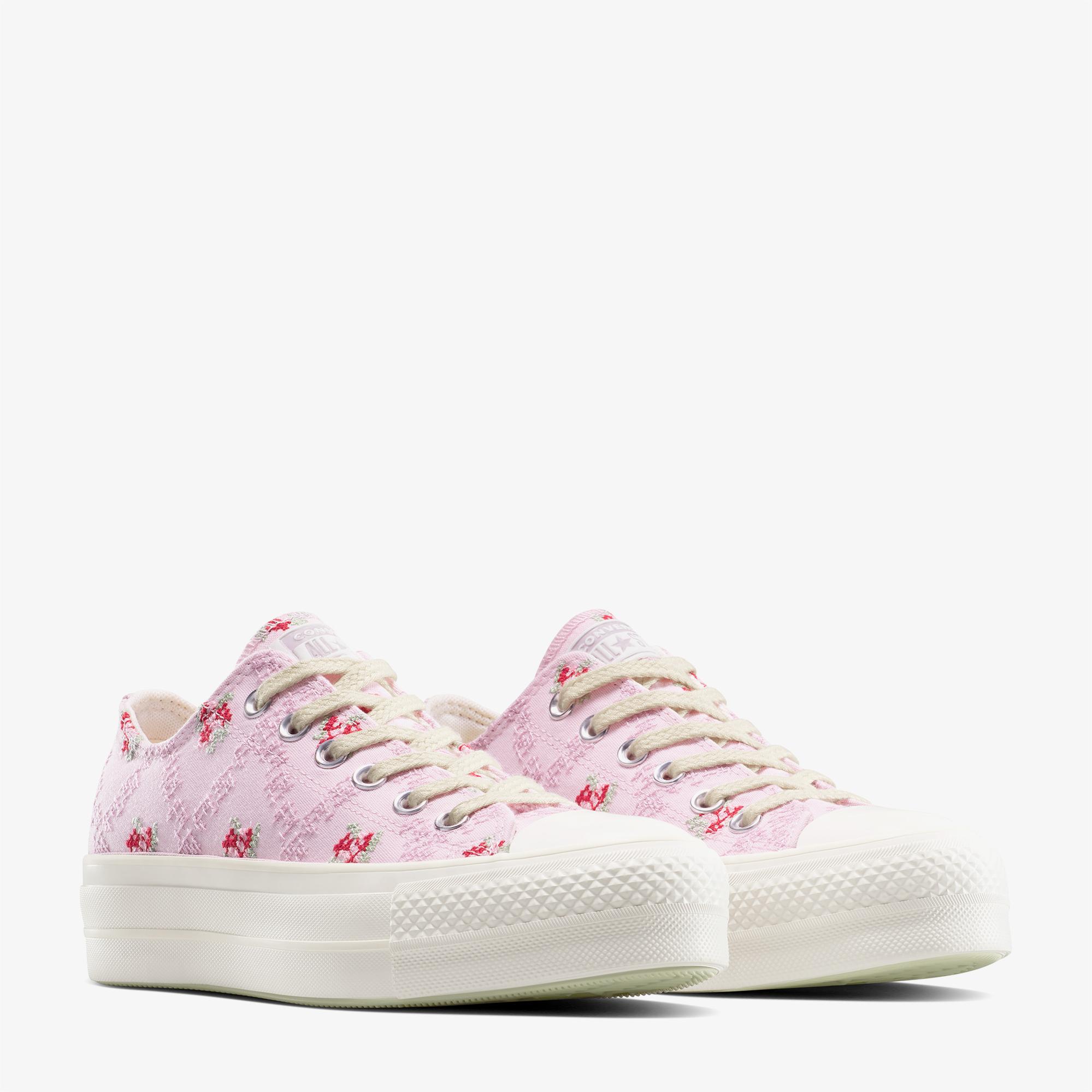 Converse Chuck Taylor All Star Lift Rose Cross Stitch Kadın Pembe Platform Sneaker