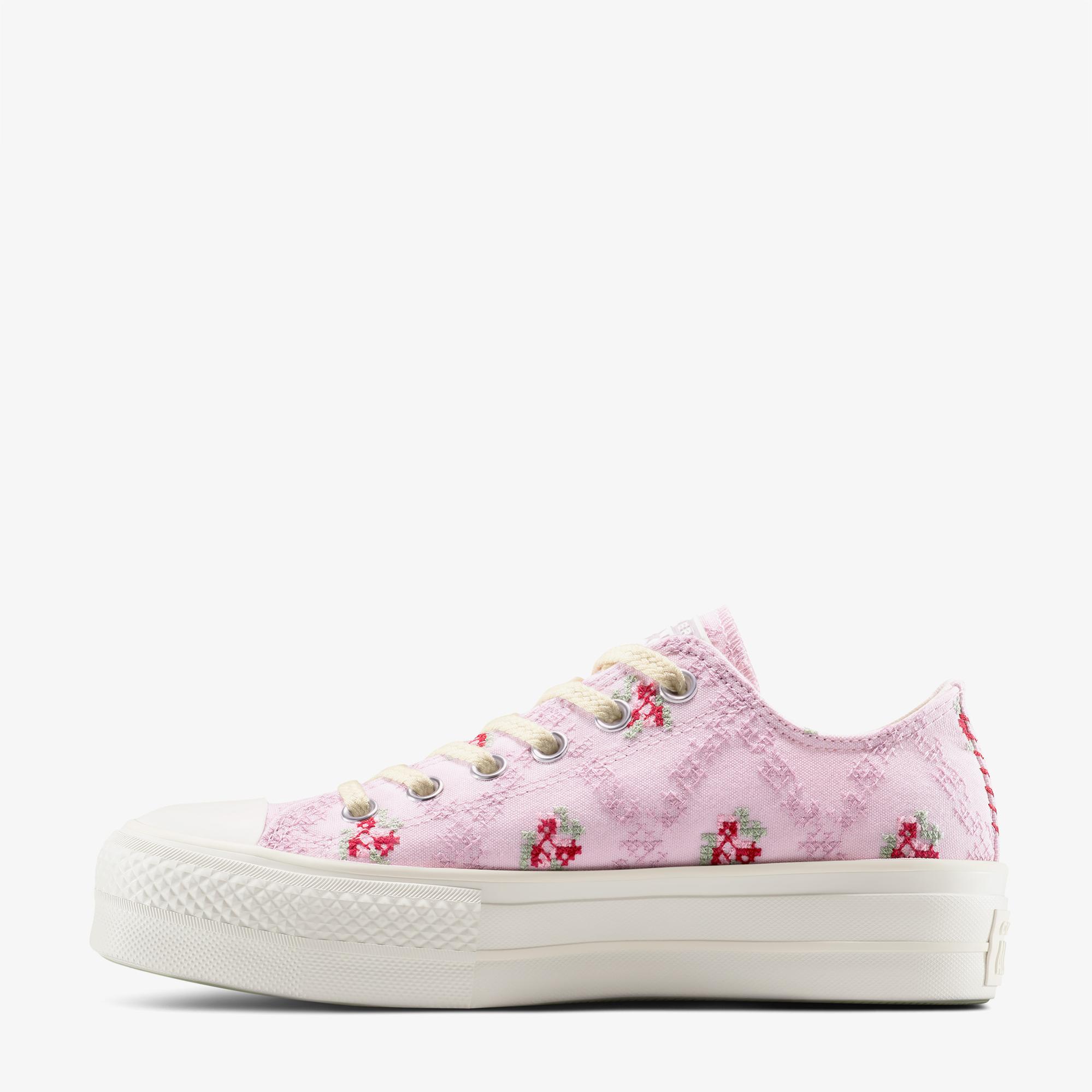 Converse Chuck Taylor All Star Lift Rose Cross Stitch Kadın Pembe Platform Sneaker