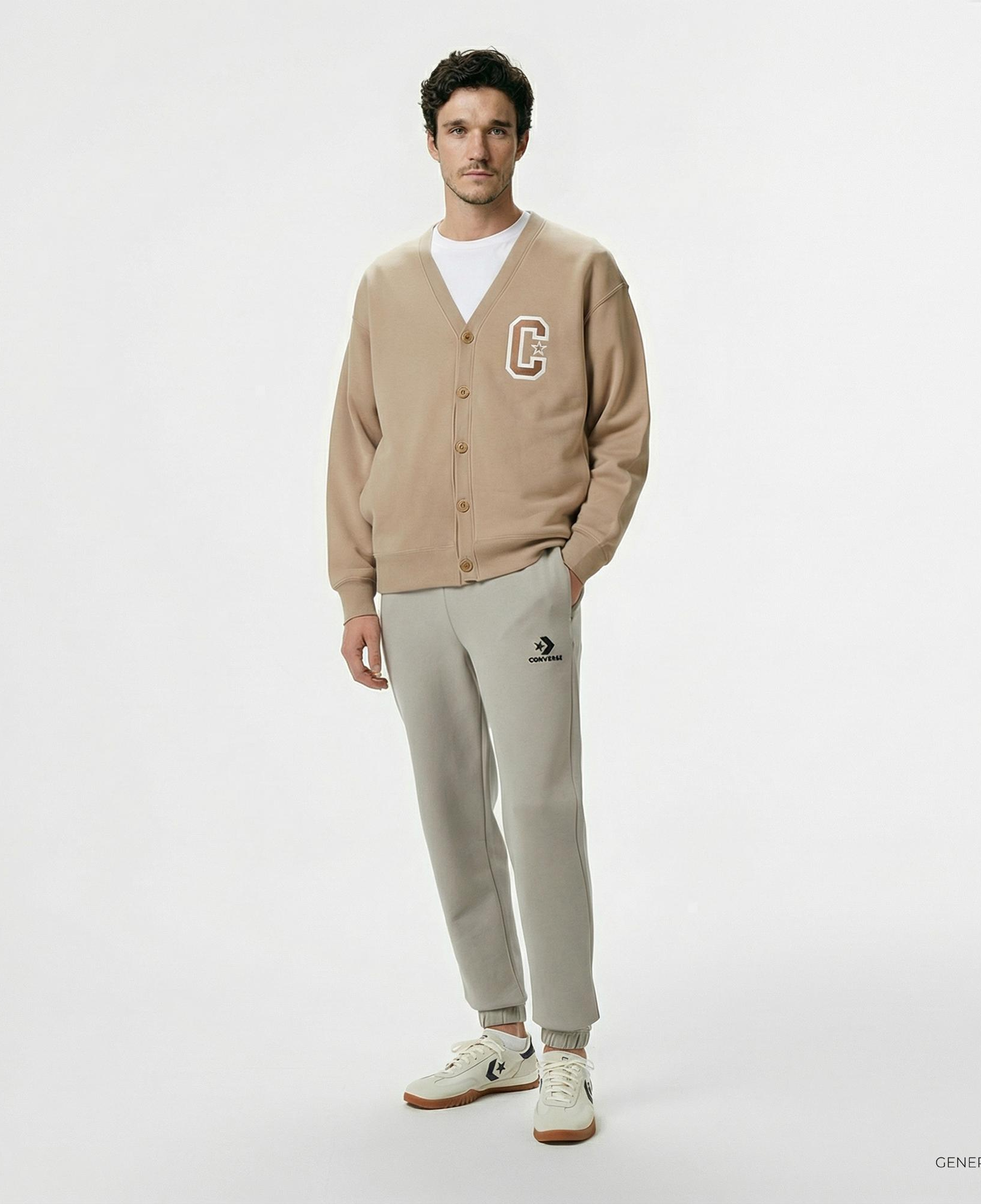 Converse Star Chevron Baskılı Erkek Oversize Fit Gri Eşofman Altı