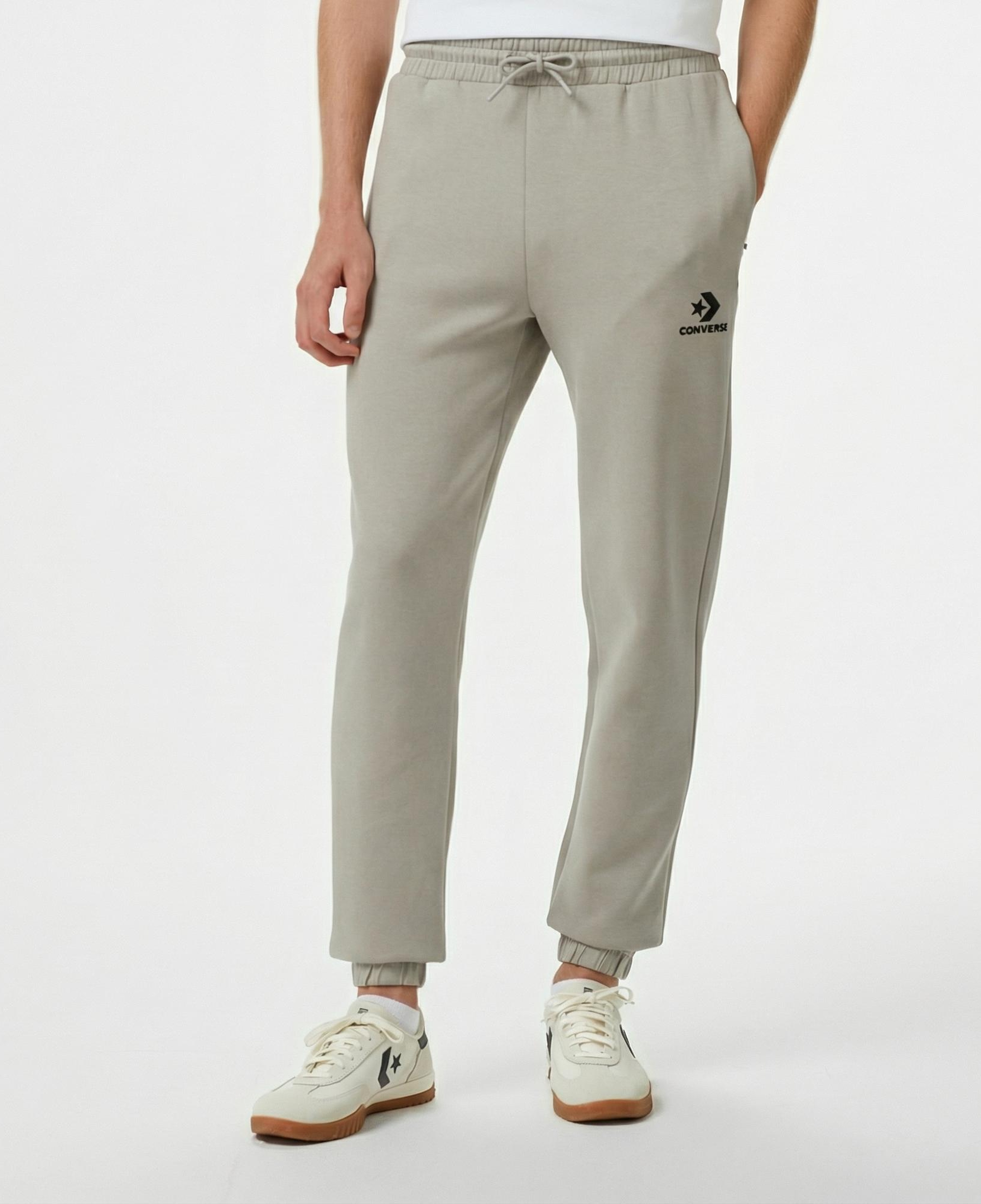 Converse Star Chevron Baskılı Erkek Oversize Fit Gri Eşofman Altı