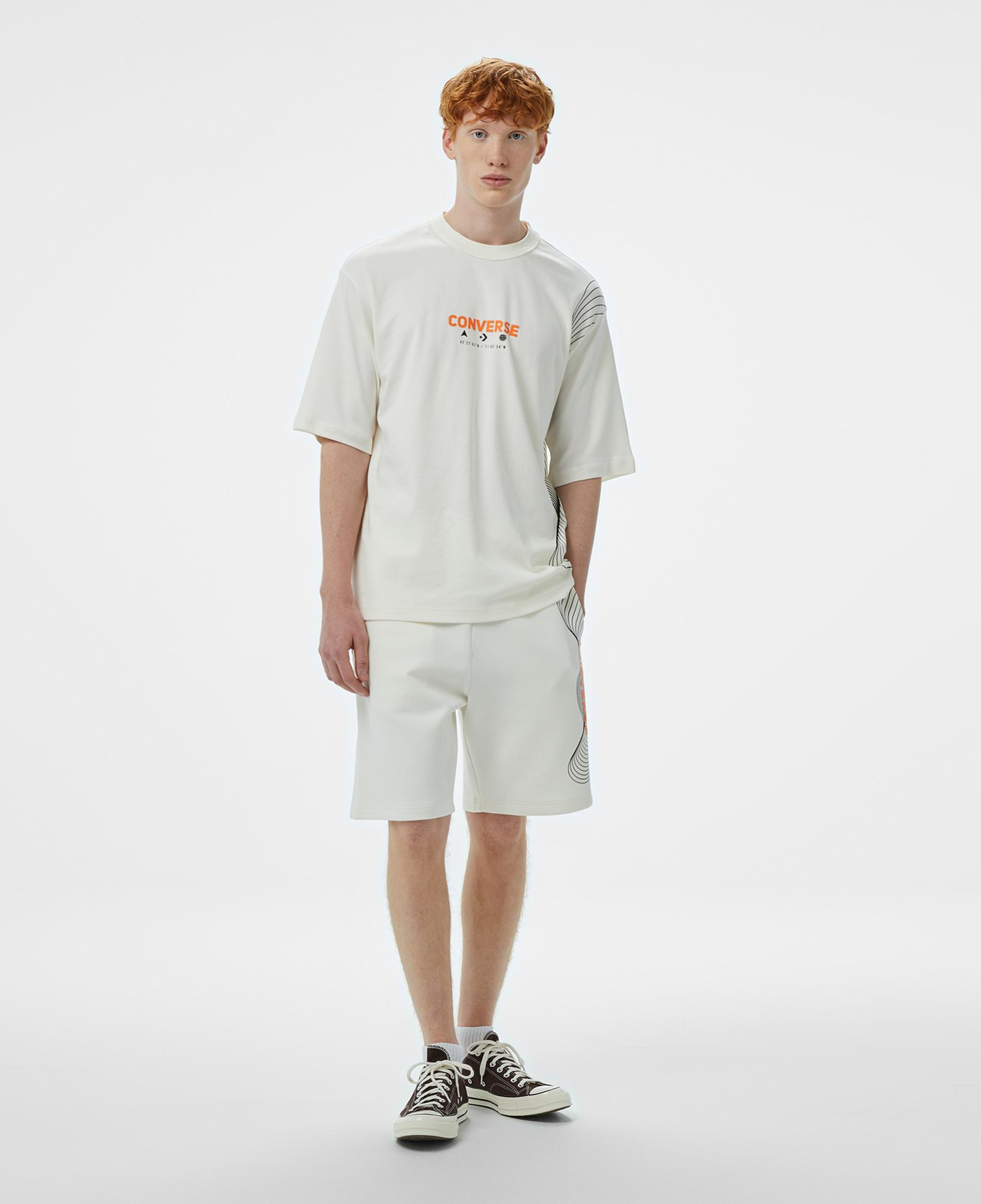 Converse Baskılı Erkek Oversize Fit Beyaz Şort