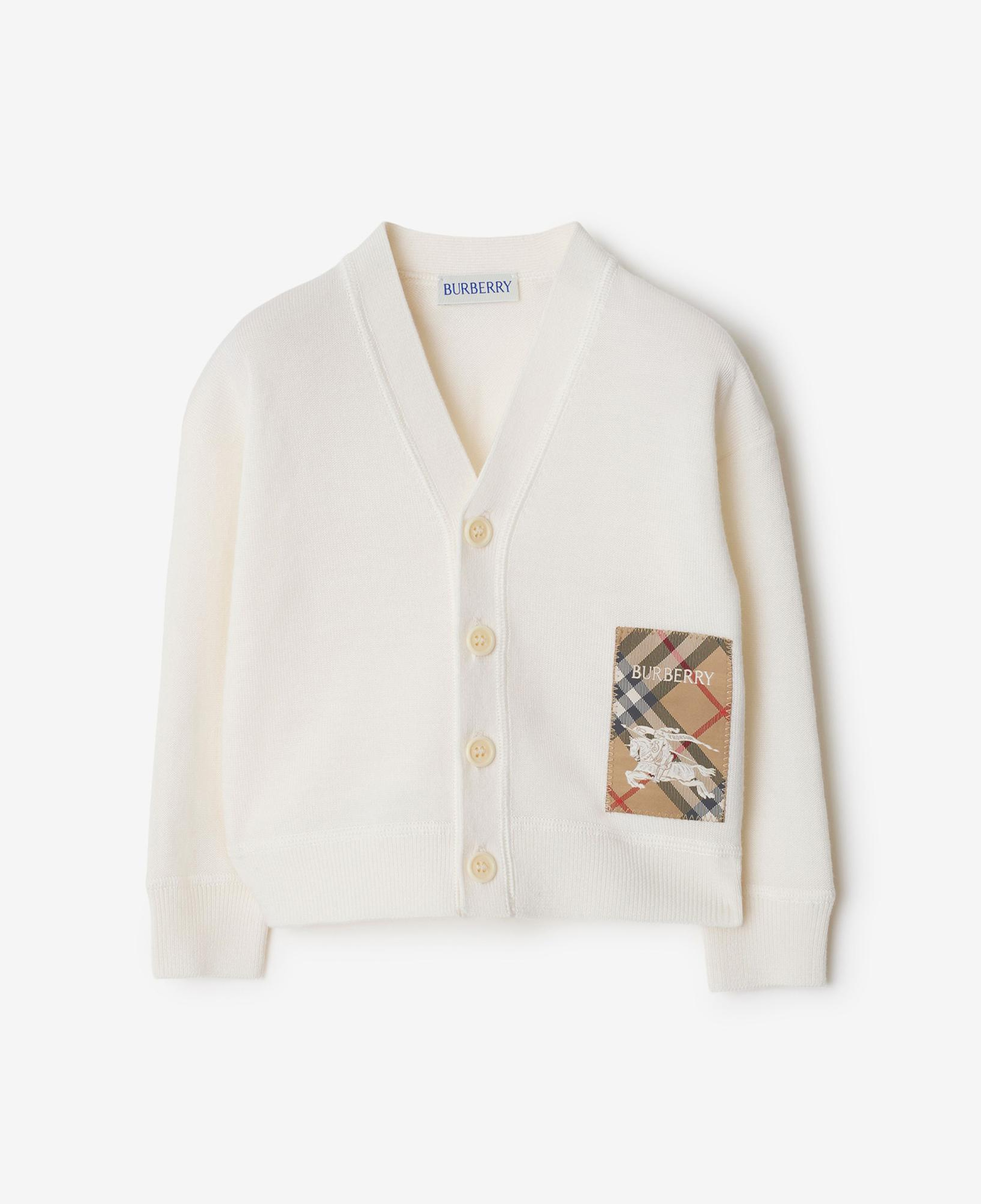 Burberry Romie Label Wool Cardigan Çocuk Beyaz Hırka