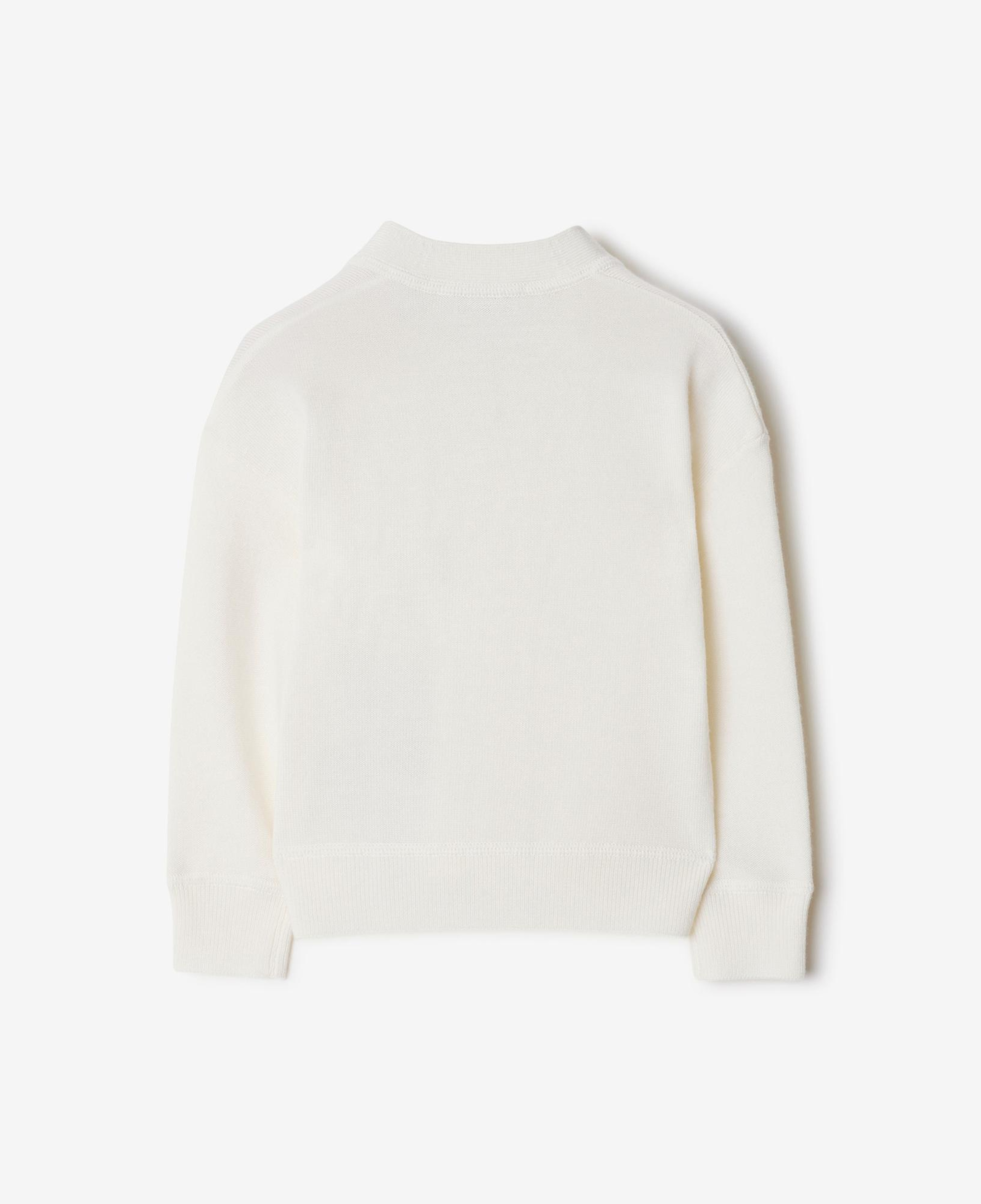 Burberry Romie Label Wool Cardigan Çocuk Beyaz Hırka