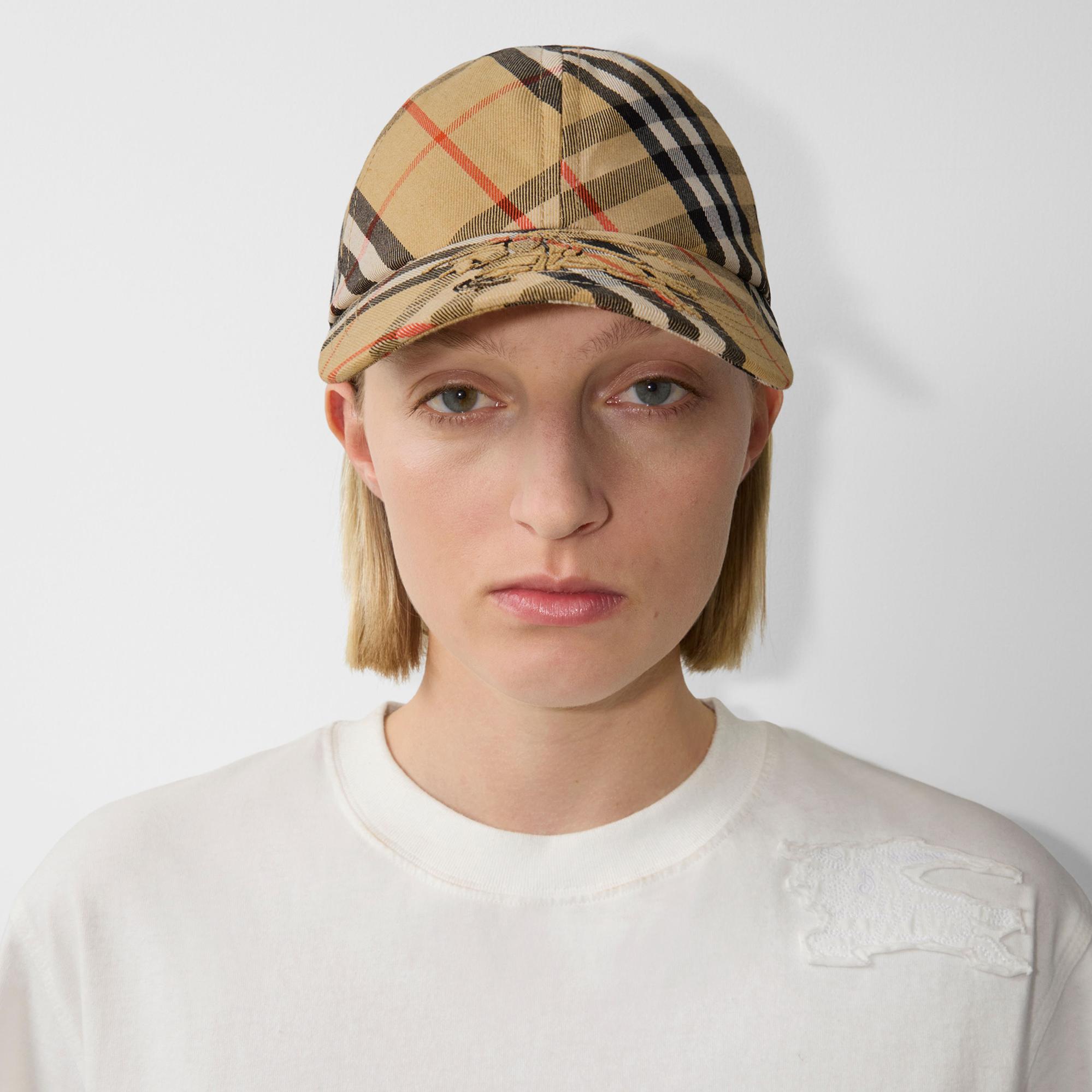 Burberry Check Pamuklu Blend Baseball Erkek Bej Şapka