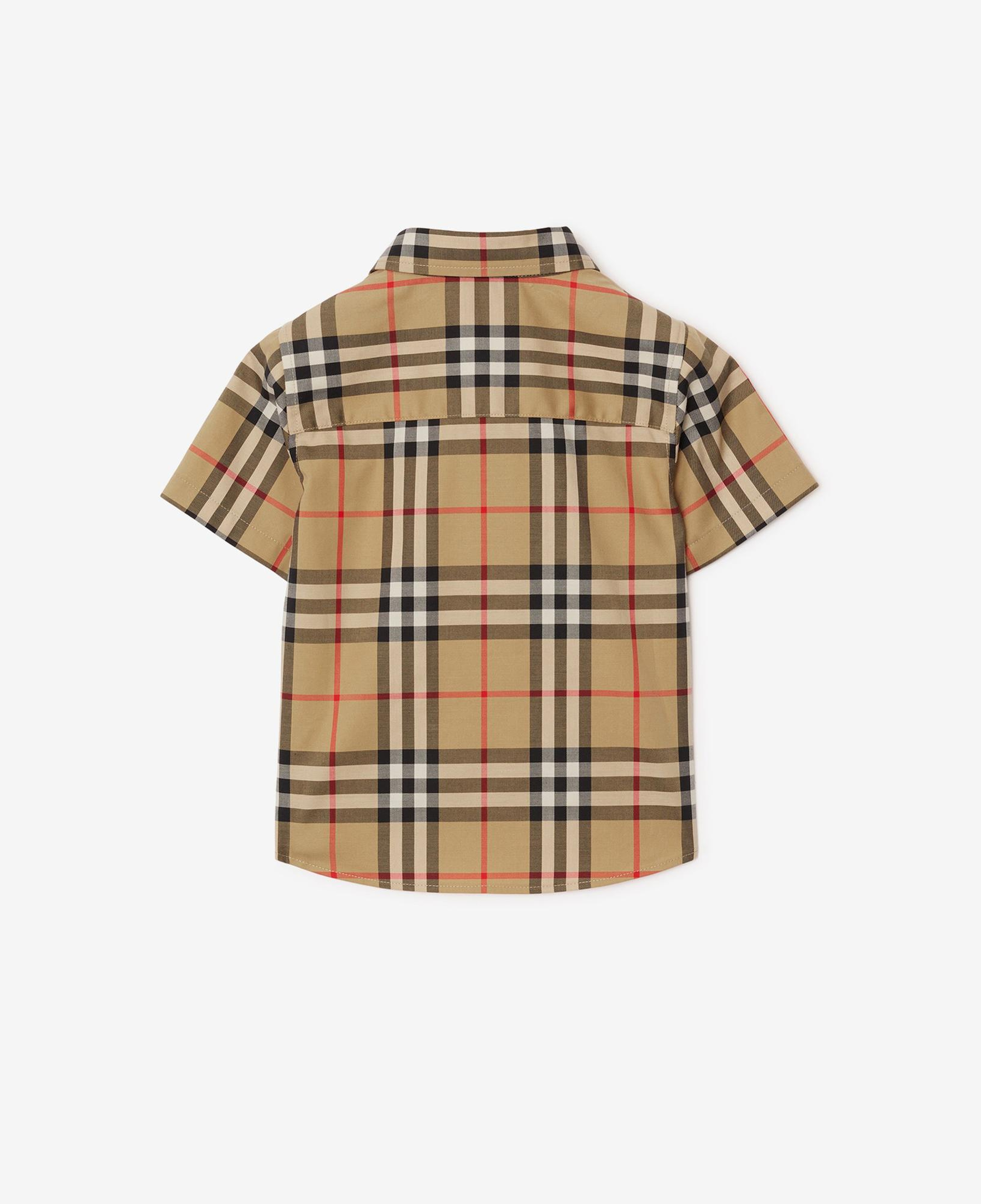 Burberry Check Stretch Pamuklu Çocuk Bej Gömlek