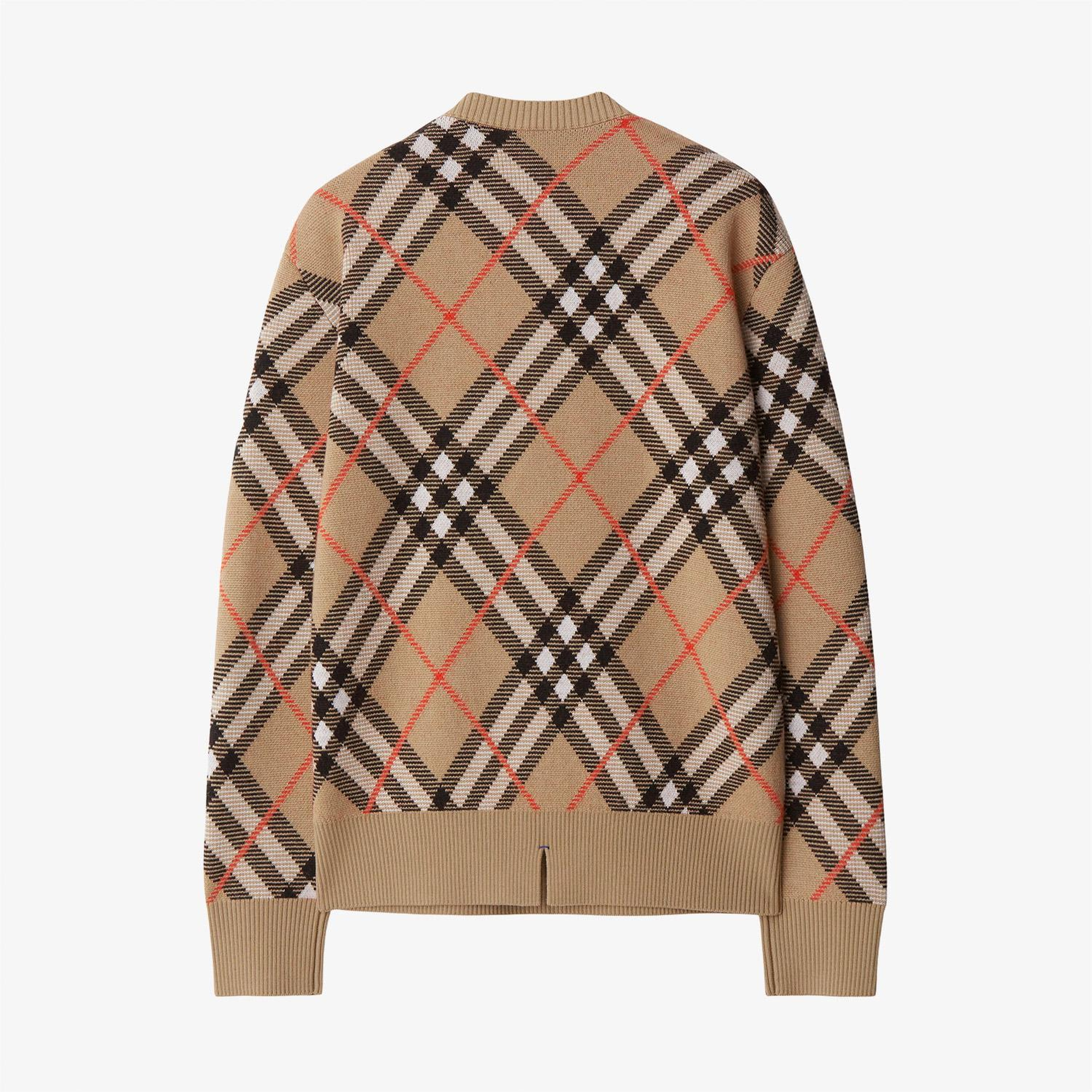 Burberry Check Yün Karışımlı Erkek Bej Kazak