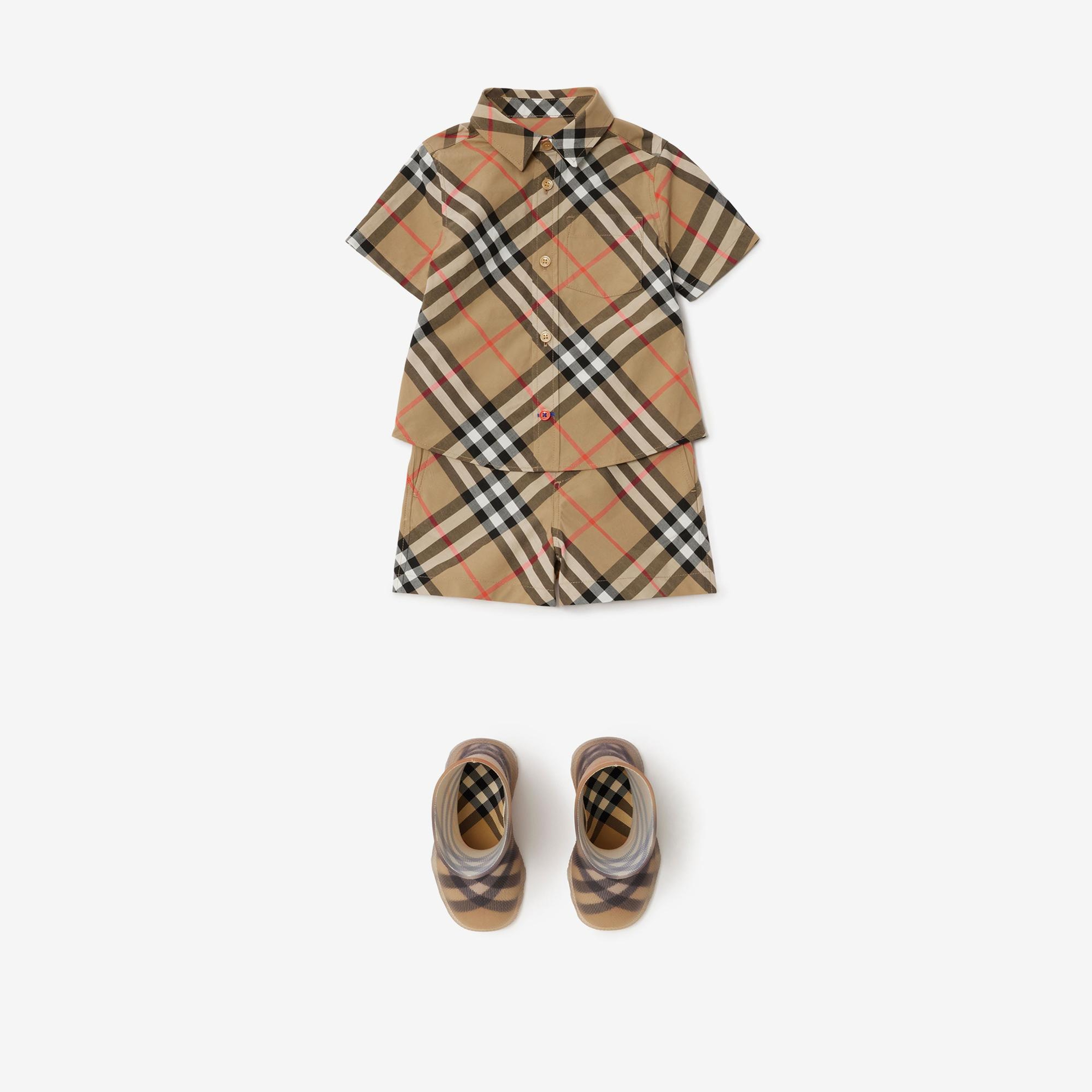 Burberry Check Pamuklu Çocuk Bej Gömlek