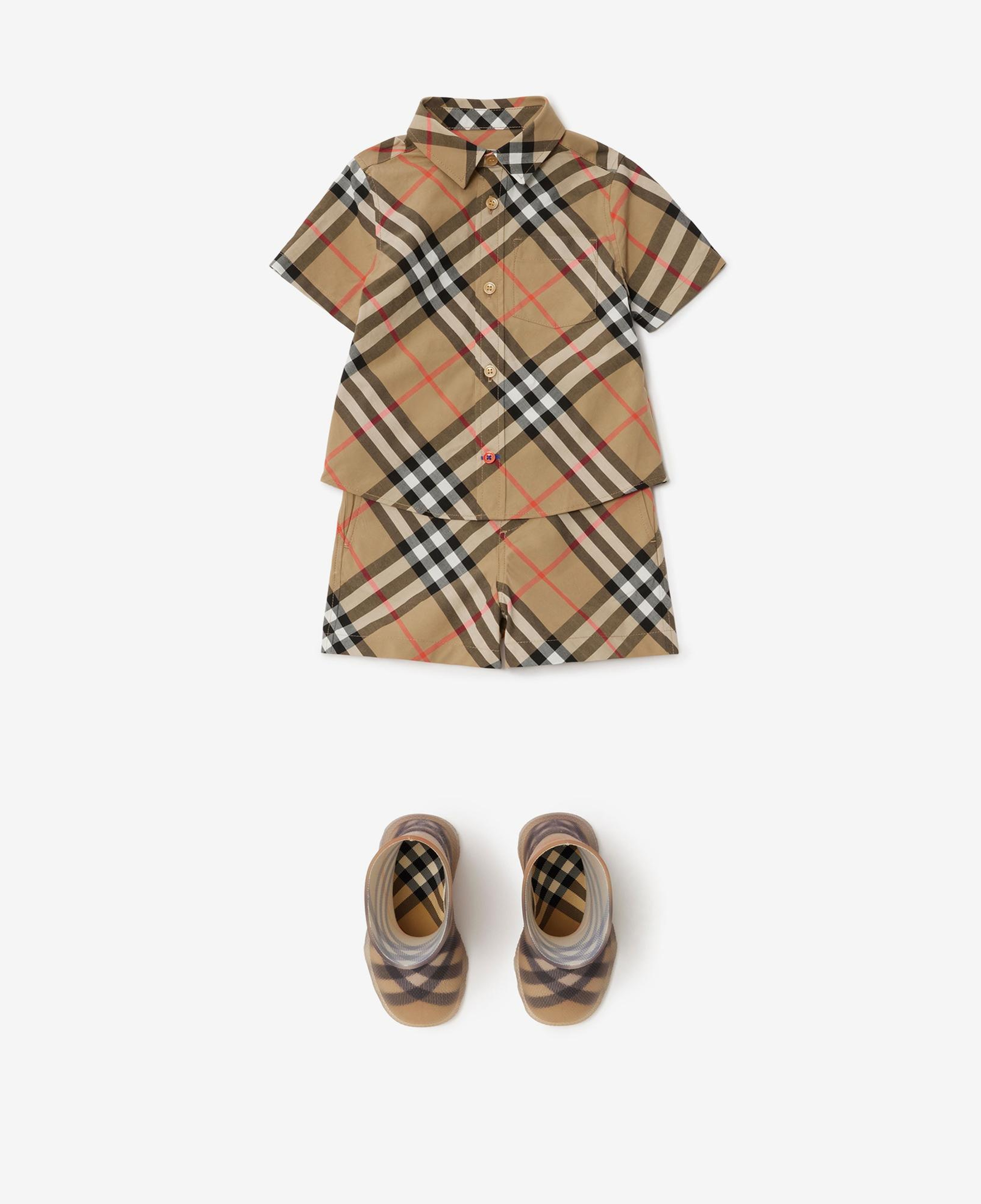 Burberry Check Pamuklu Çocuk Bej Gömlek