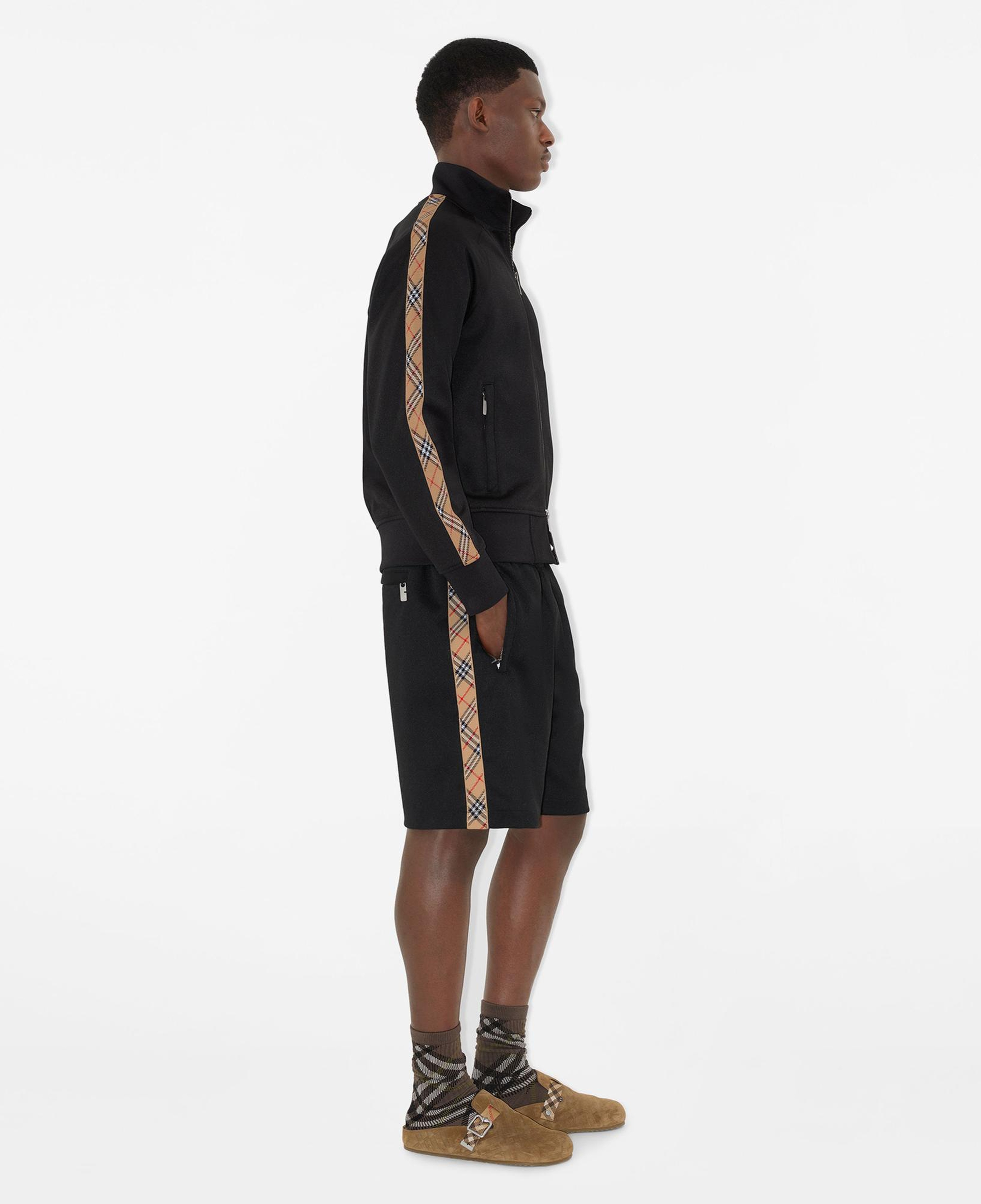 Burberry Check Trim Cotton Blend Track Erkek Siyah Sweatshirt