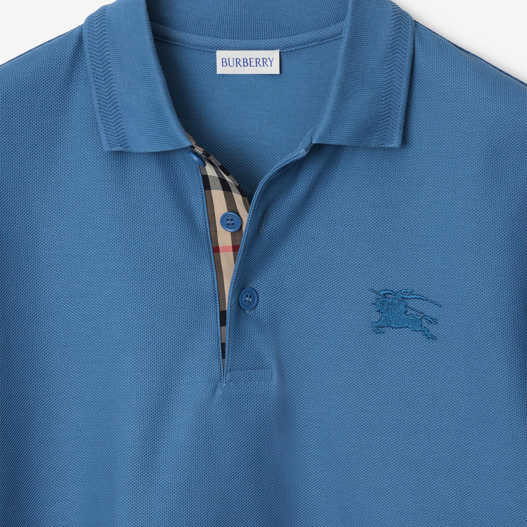 Burberry Eddie Cotton Erkek Mavi Polo