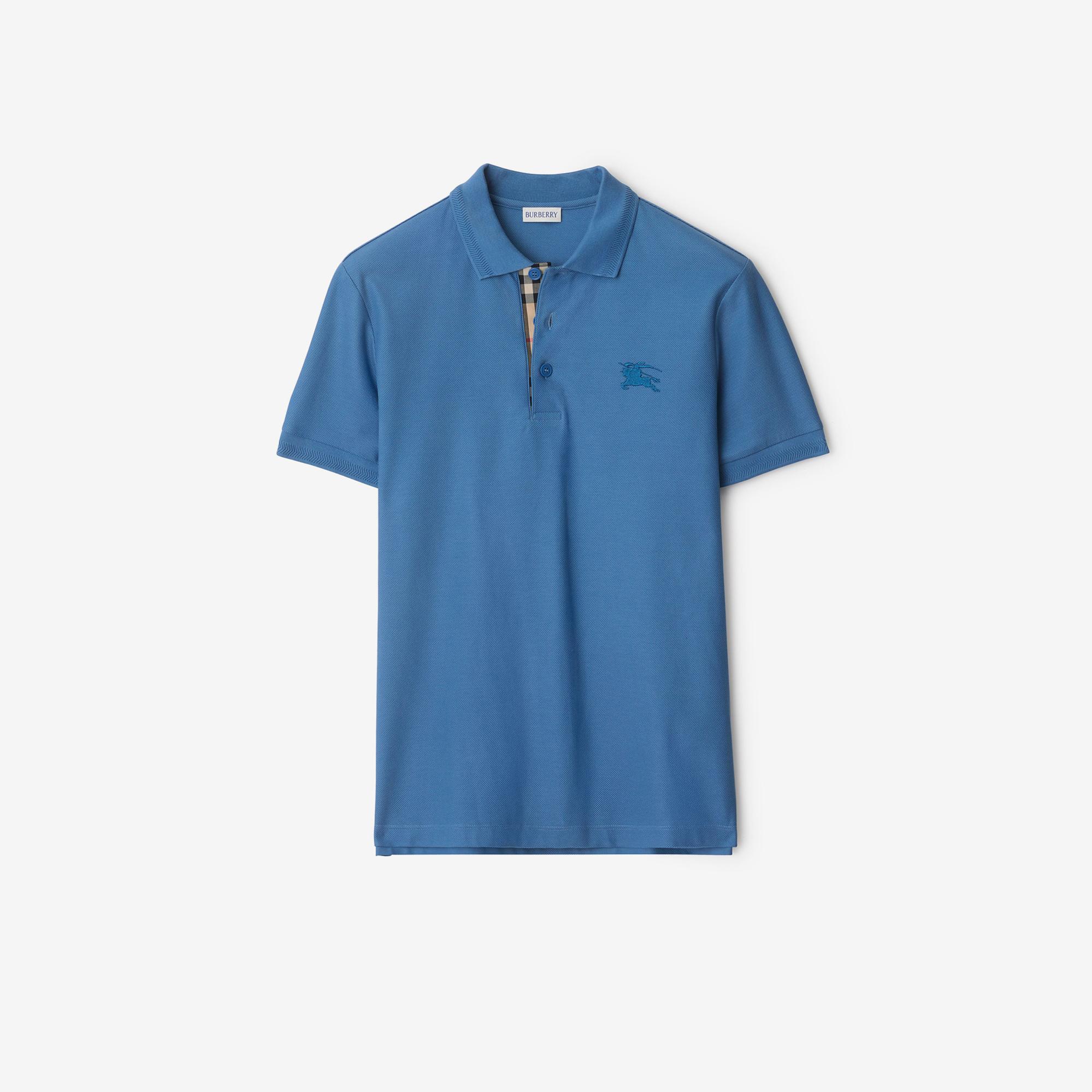 Burberry Eddie Cotton Erkek Mavi Polo
