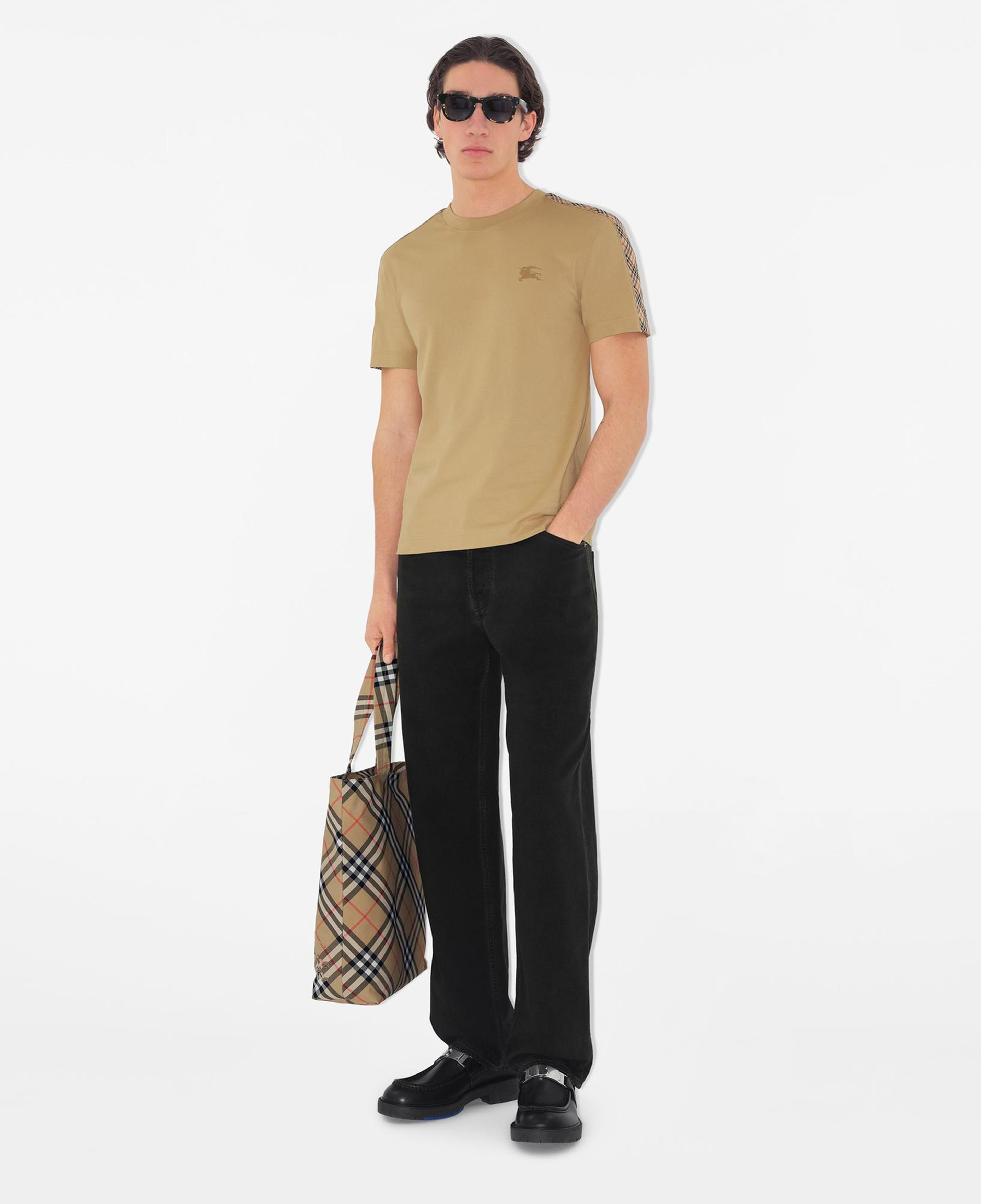 Burberry Tal Trim Cotton Erkek Bej T-Shirt