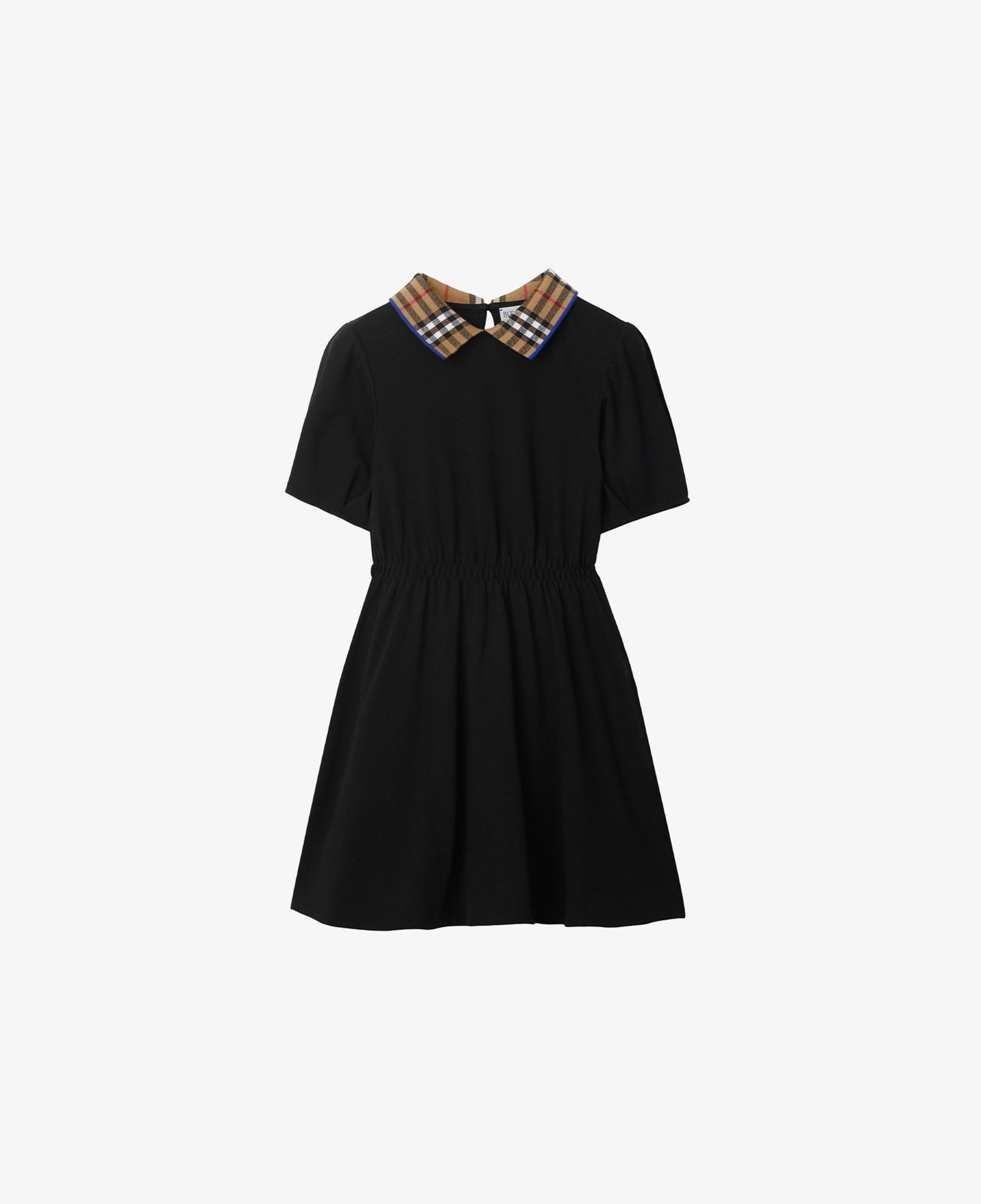 Burberry Check Collar Pamuklu Çocuk Siyah Elbise