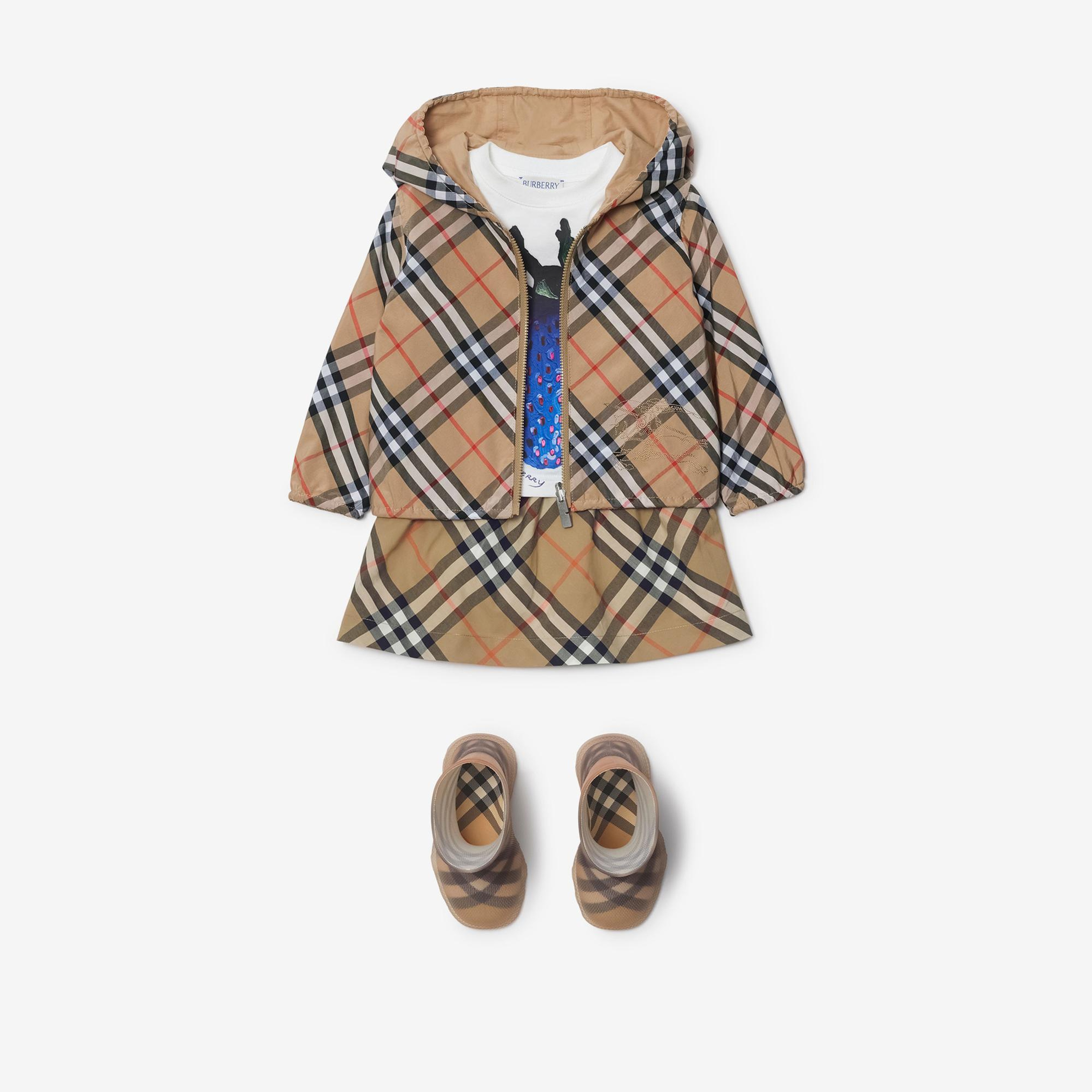 Burberry Reversible Check Pamuk Karışımlı Çocuk Bej Ceket