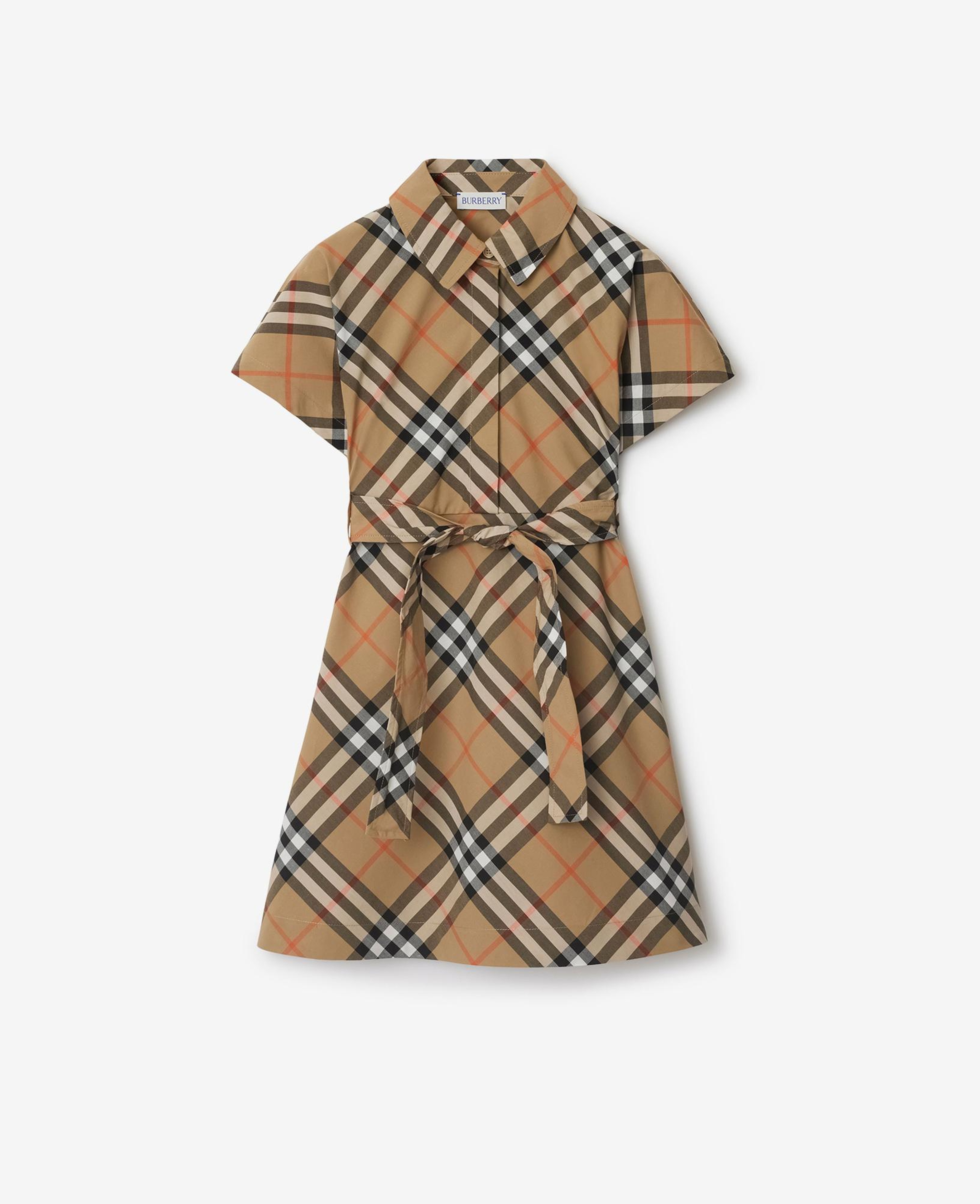 Burberry Check Pamuklu Çocuk Bej Elbise