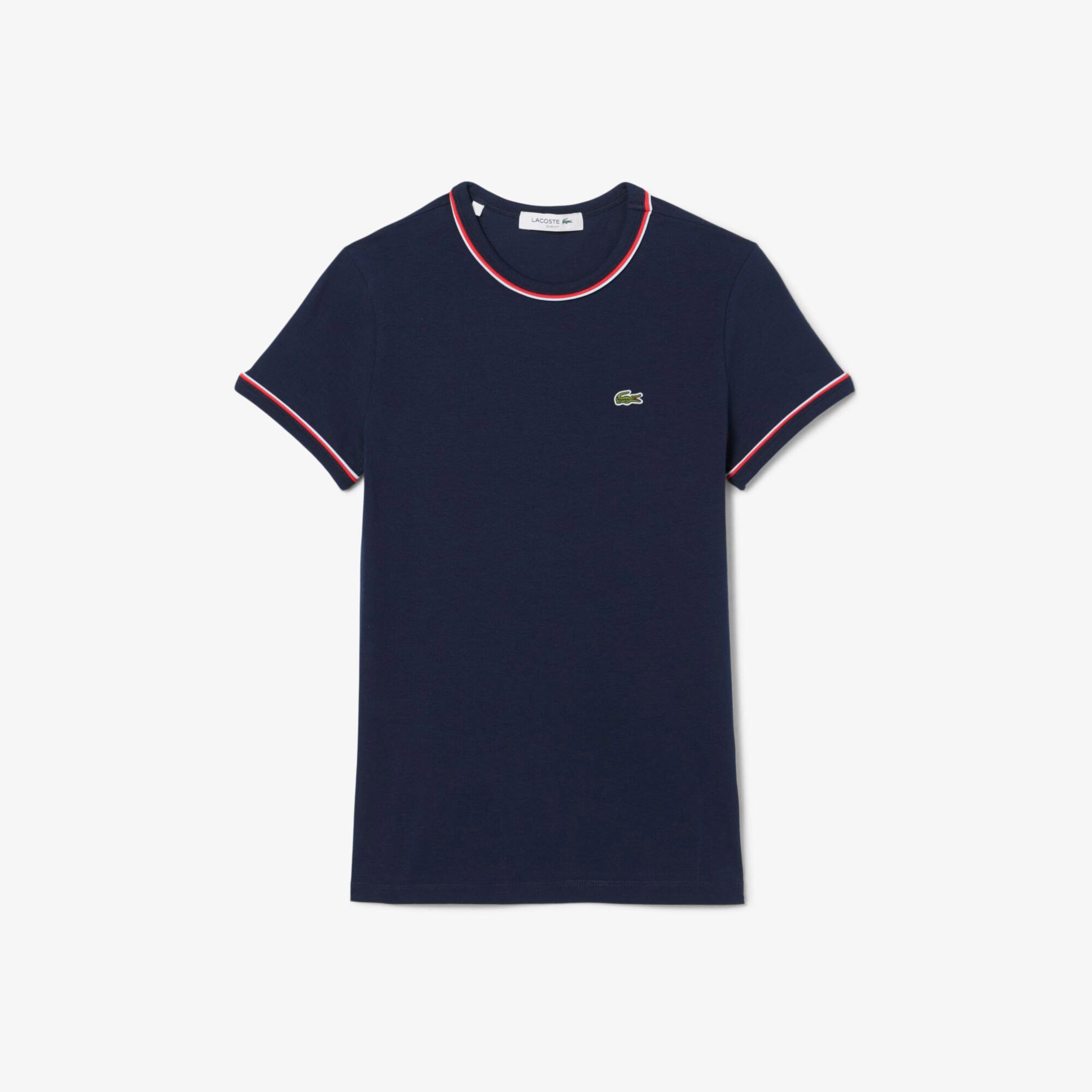 Lacoste Kadın Slim Fit Bisiklet Yaka Lacivert T-Shirt
