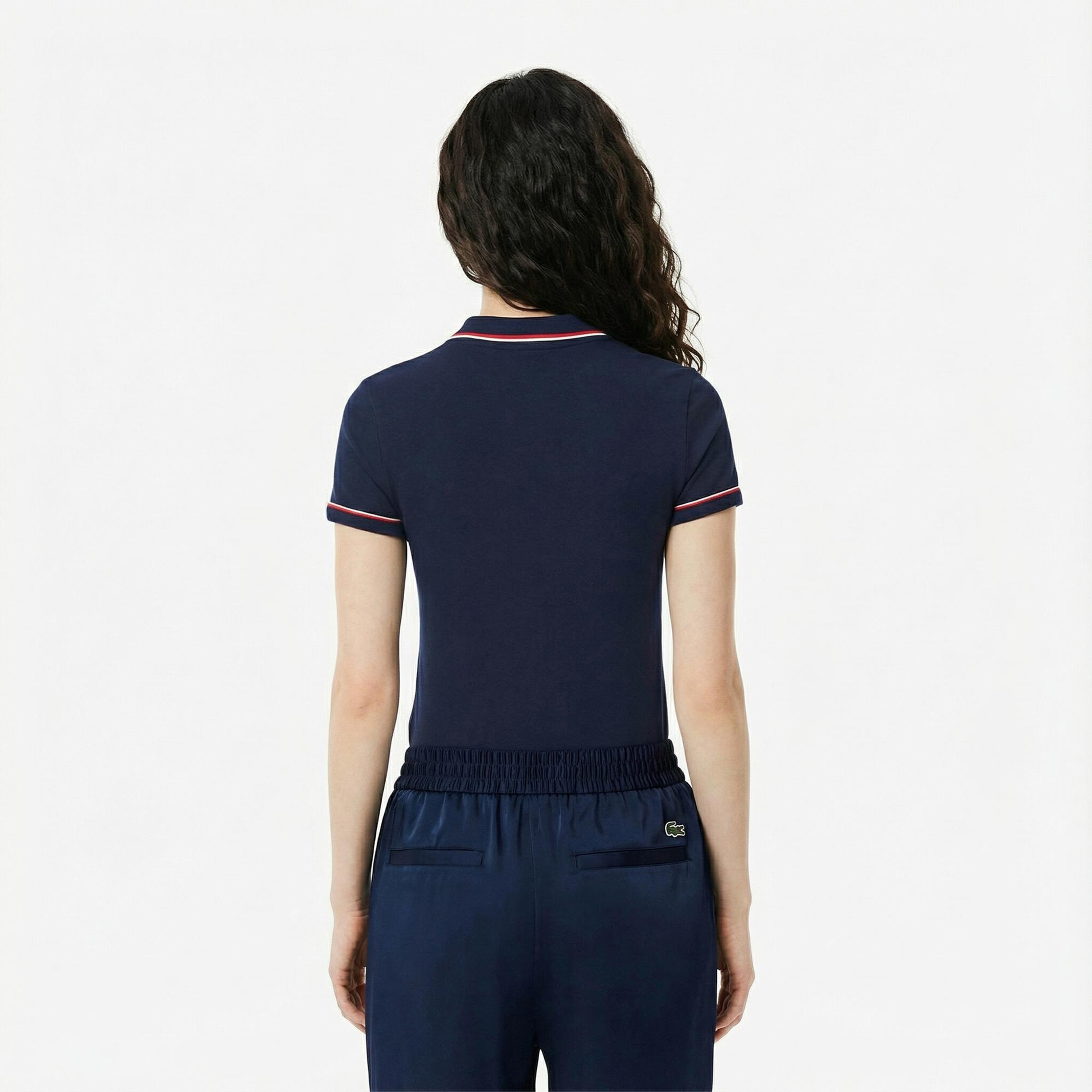 Lacoste Kadın Slim Fit Bisiklet Yaka Lacivert T-Shirt