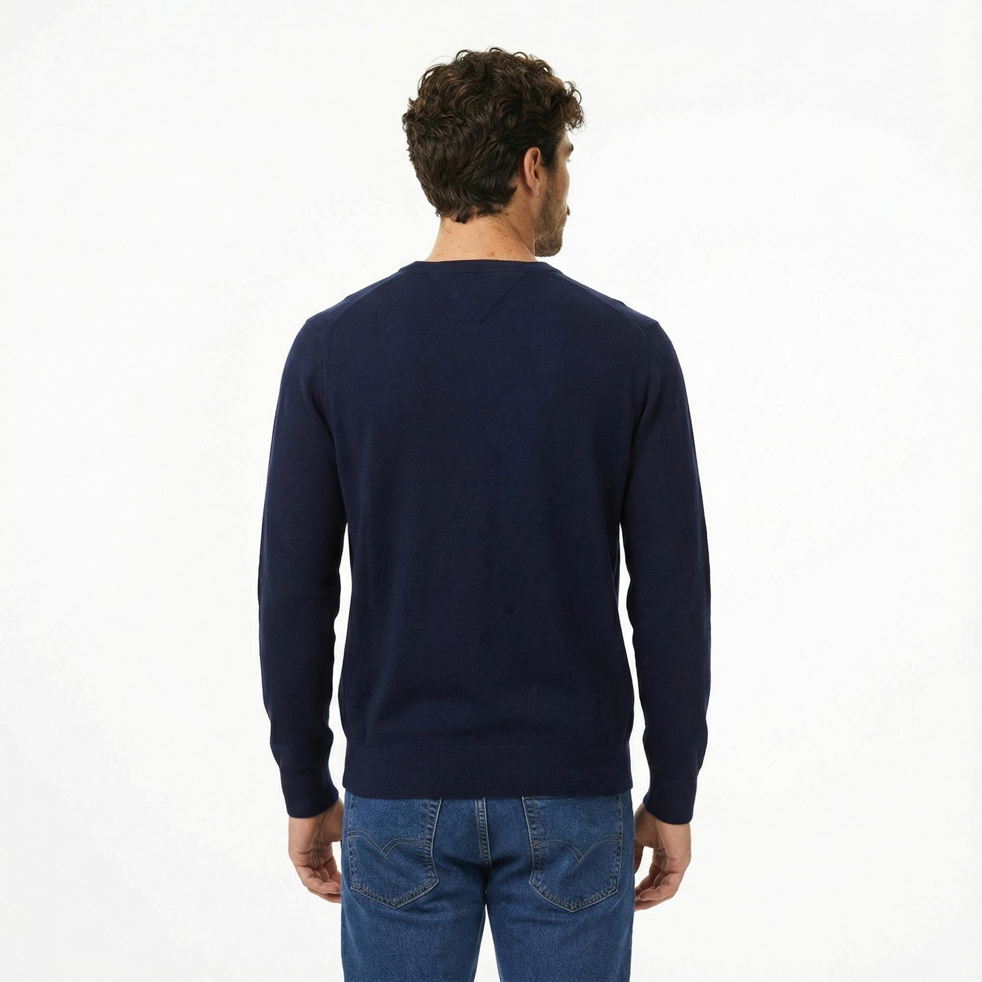 Tommy Hilfiger Pima Mainline Cashmere Erkek Lacivert Kazak
