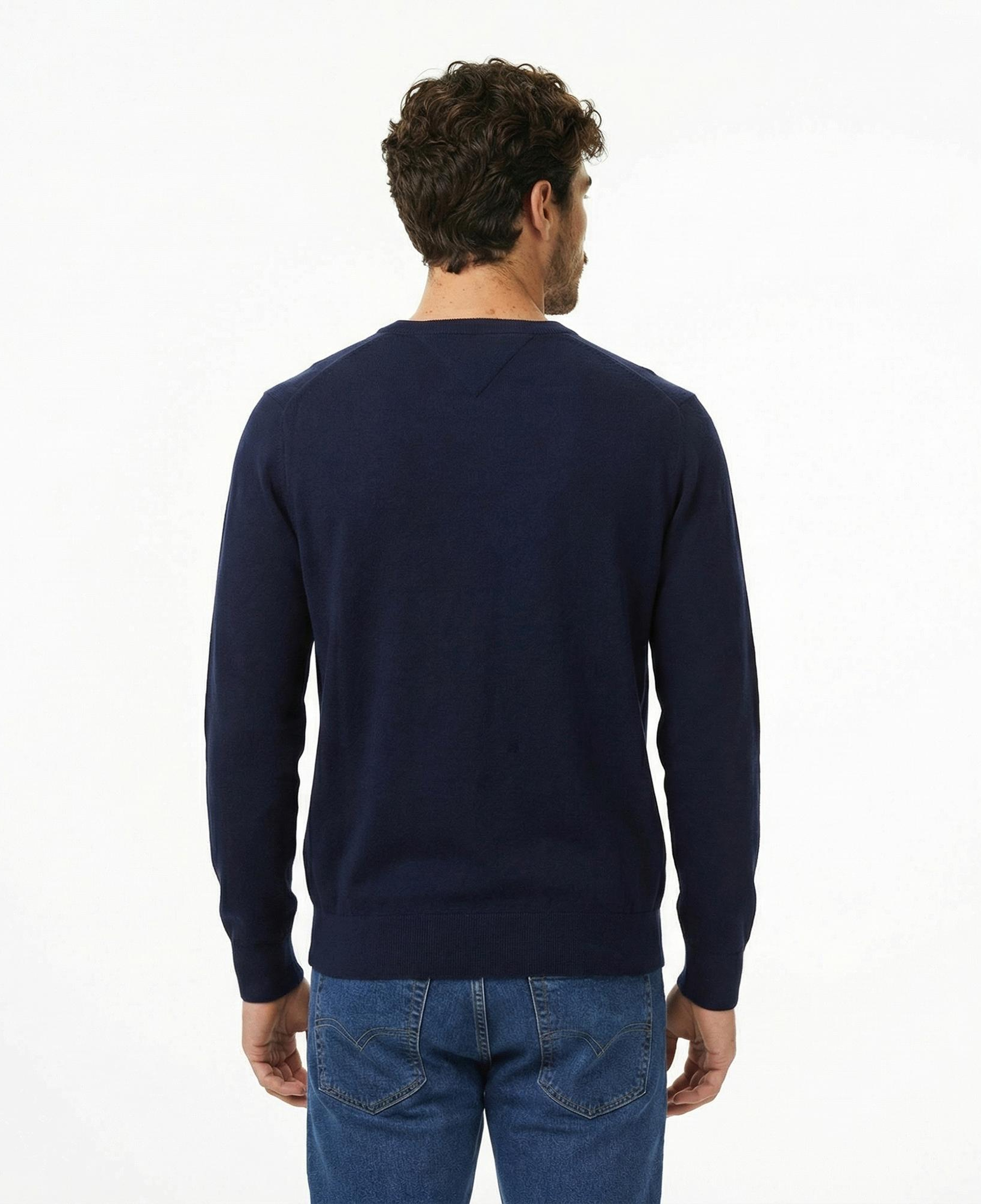 Tommy Hilfiger Pima Mainline Cashmere Erkek Lacivert Kazak