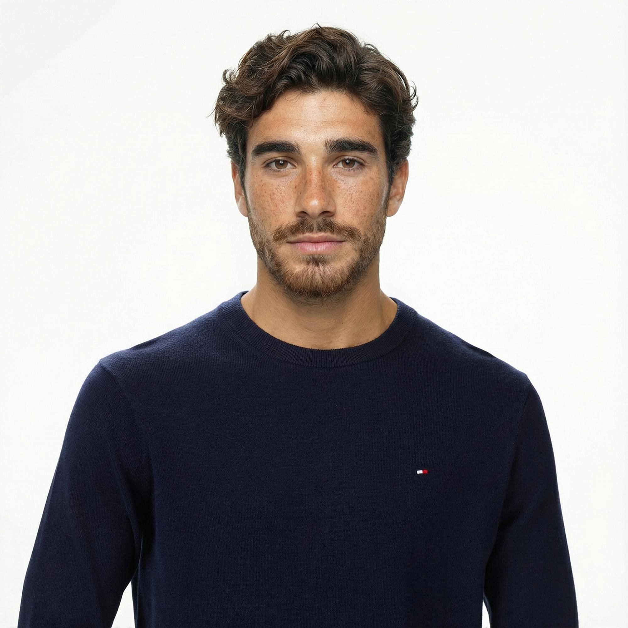 Tommy Hilfiger Pima Mainline Cashmere Erkek Lacivert Kazak