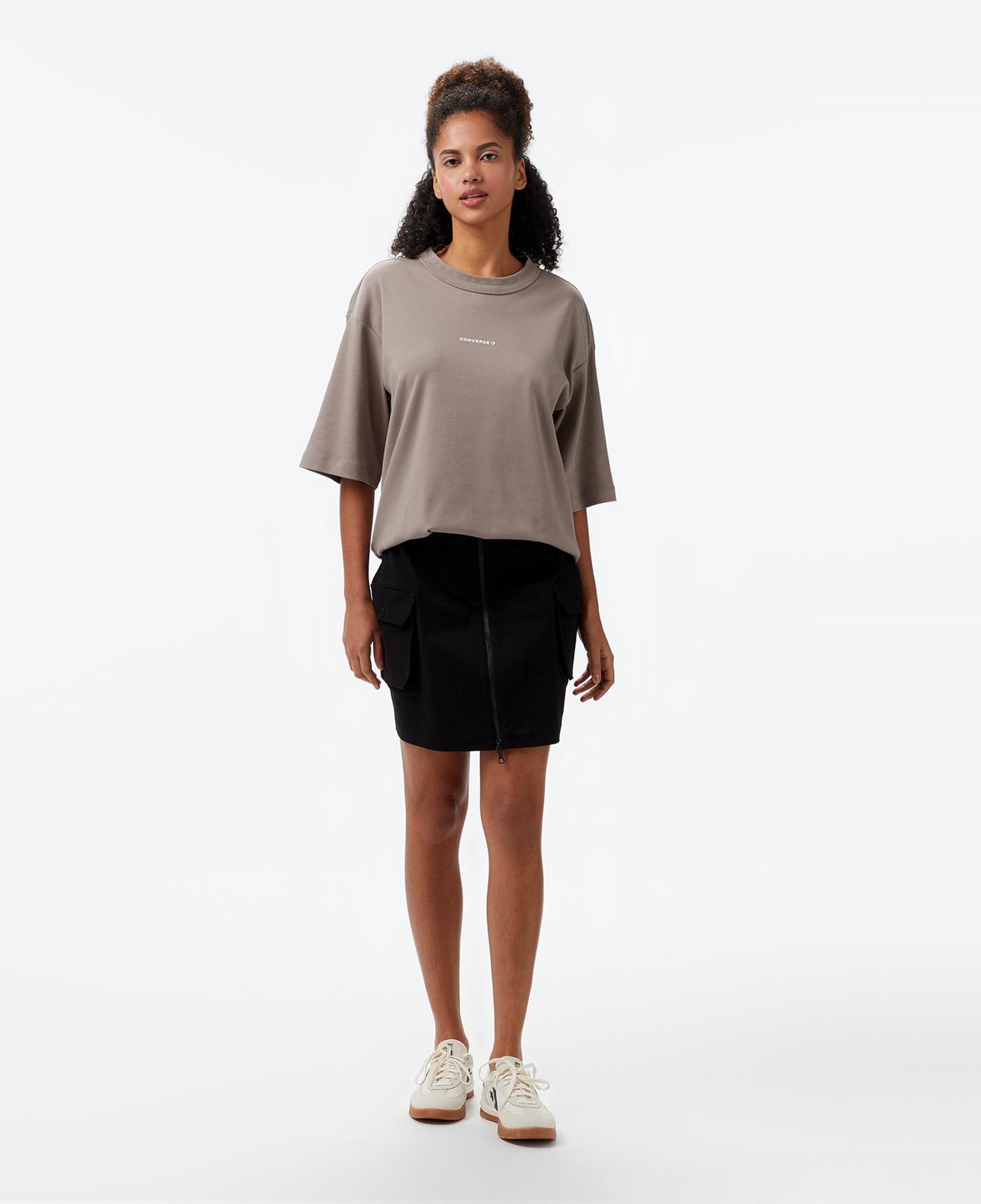 Converse Star Chevron Oversize Fit Baskılı Erkek Bej T-Shirt