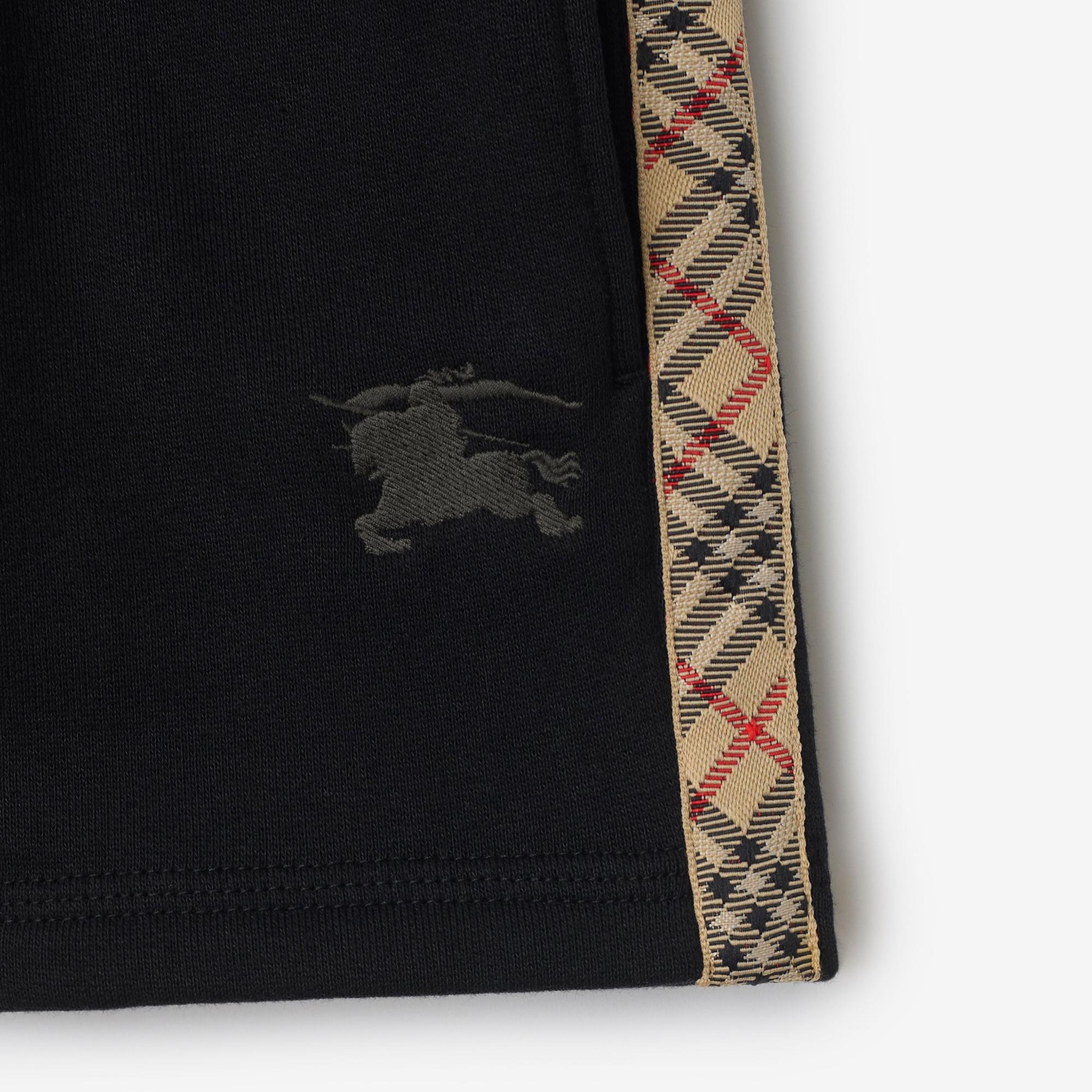 Burberry Benny Check Trim Cotton Çocuk Siyah Şort
