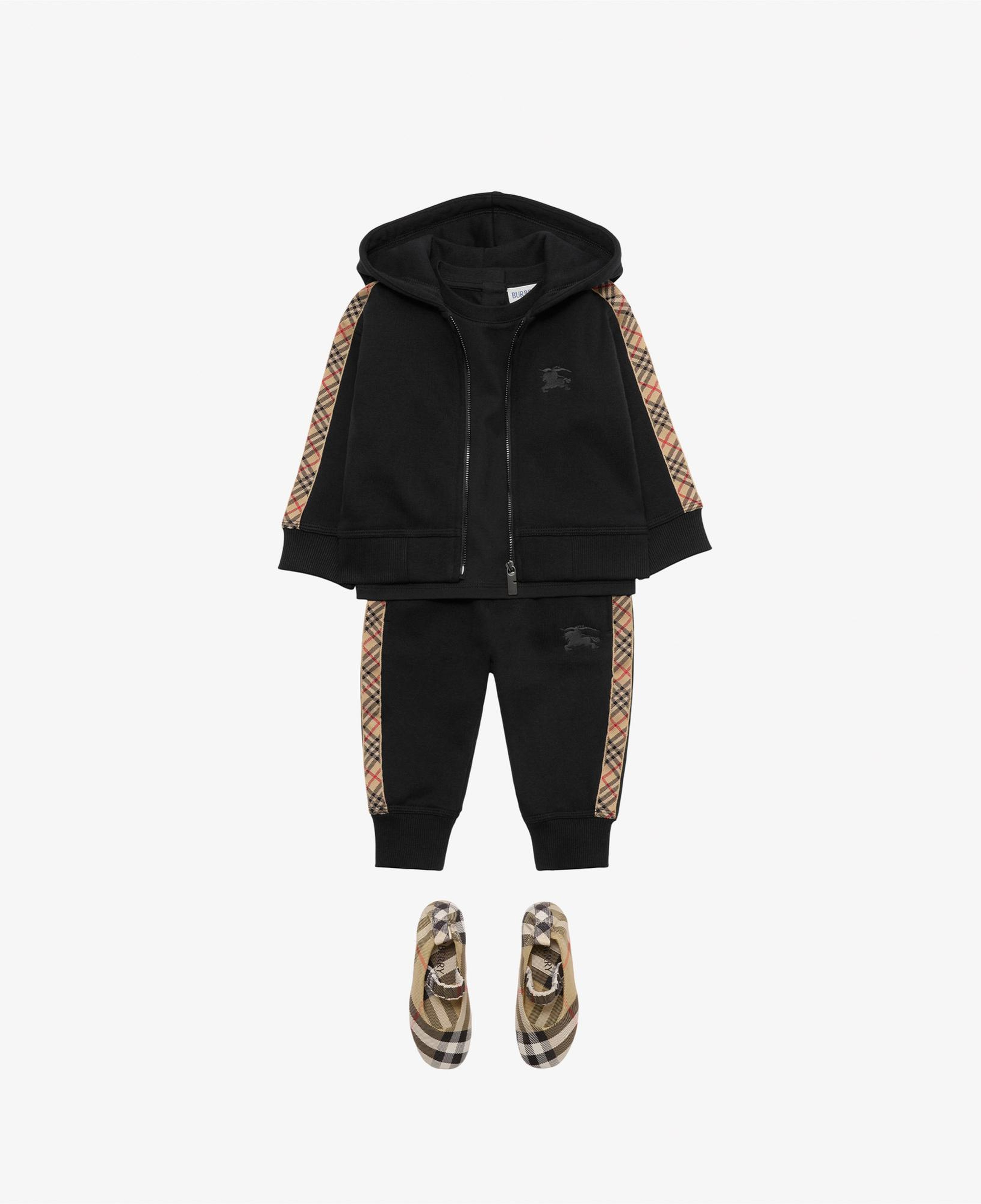 Burberry Jackson Check Trim Cotton Çocuk Siyah Eşofman Altı