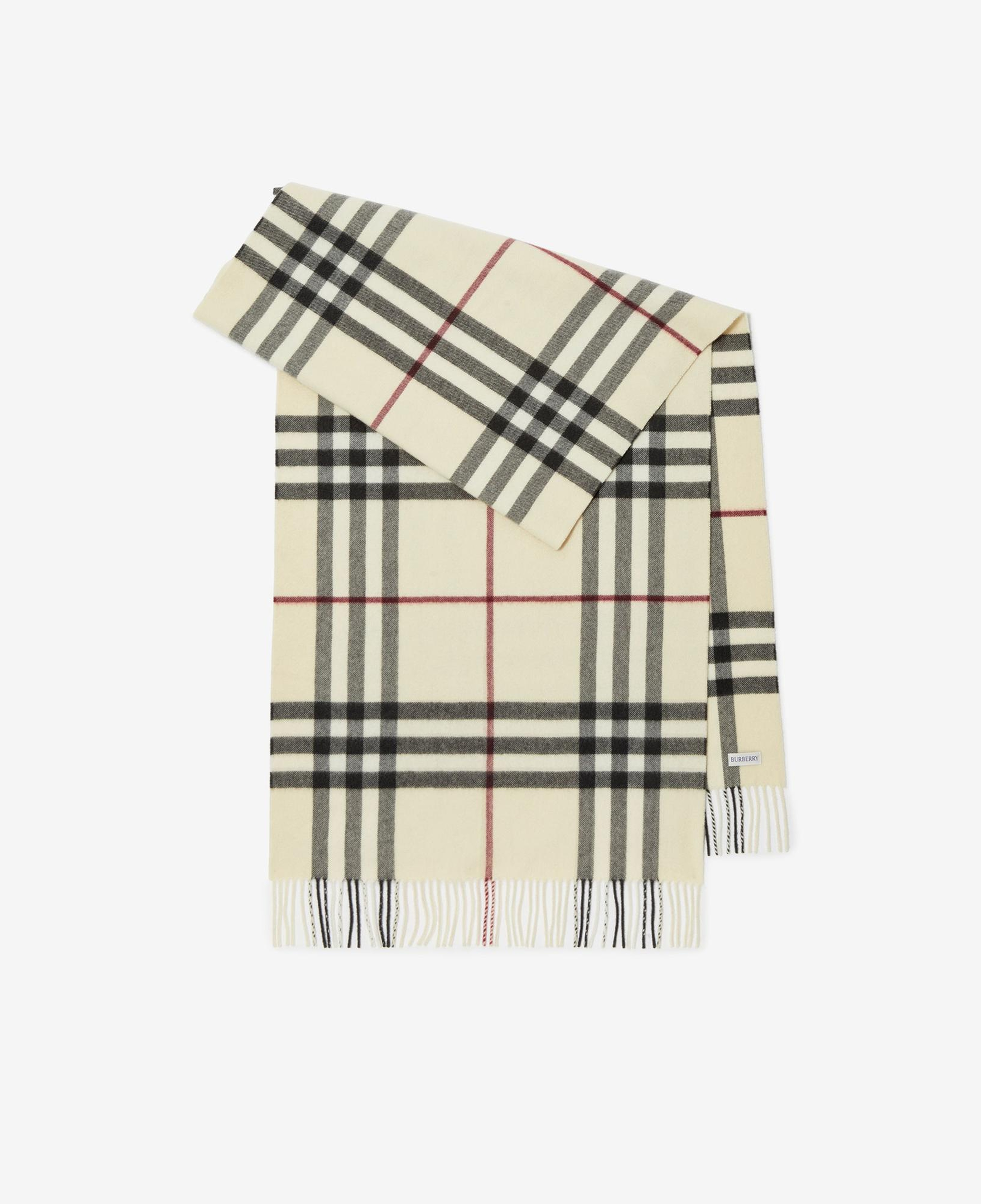 Burberry Wide Check Kaşmir Kadın Krem Rengi Atkı