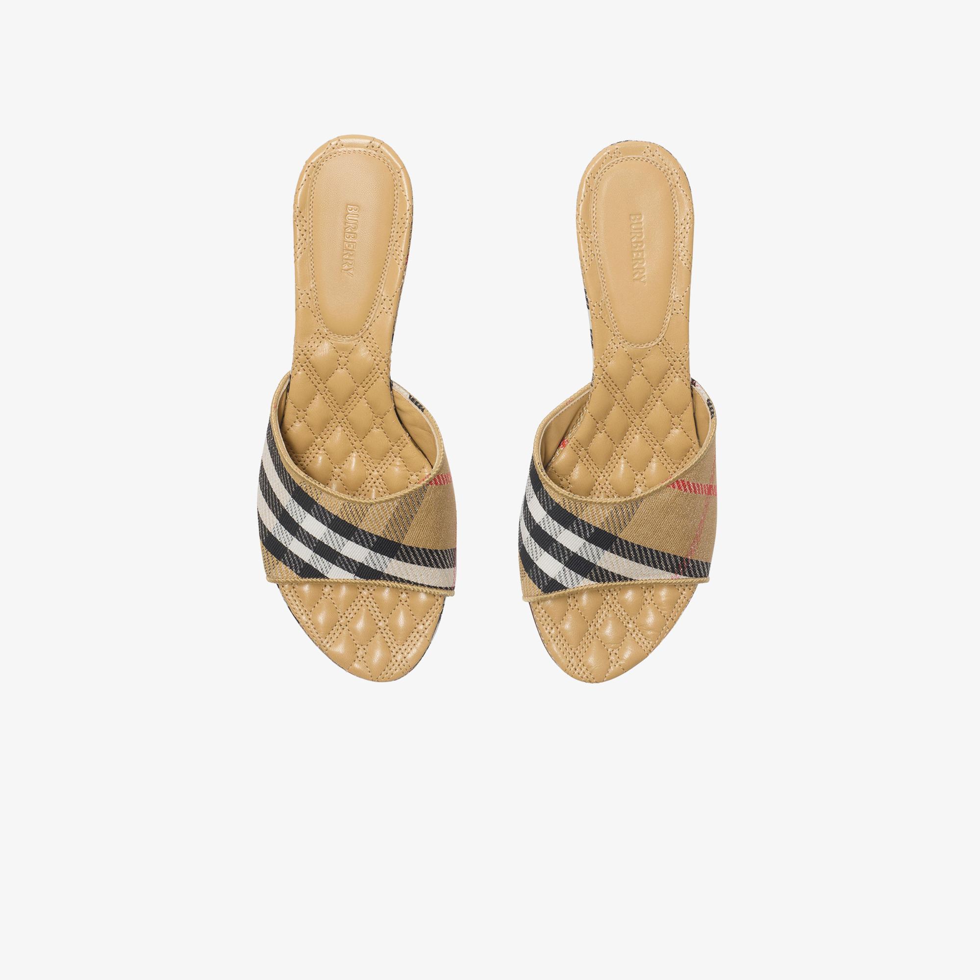 Burberry Sloane Mule Check Kadın Bej Terlik