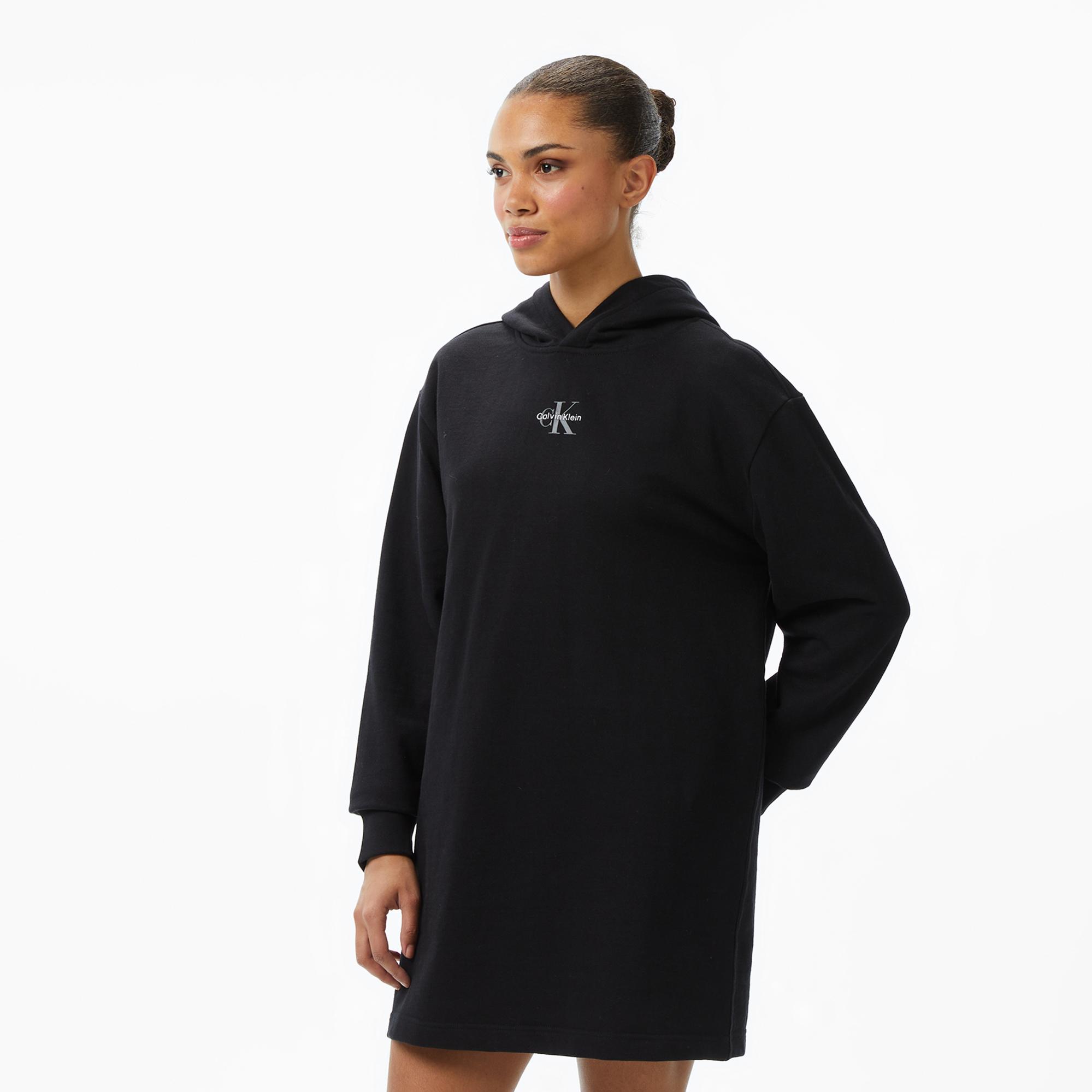 Calvin Klein Monologo Premium Terry  Kadın Siyah Elbise