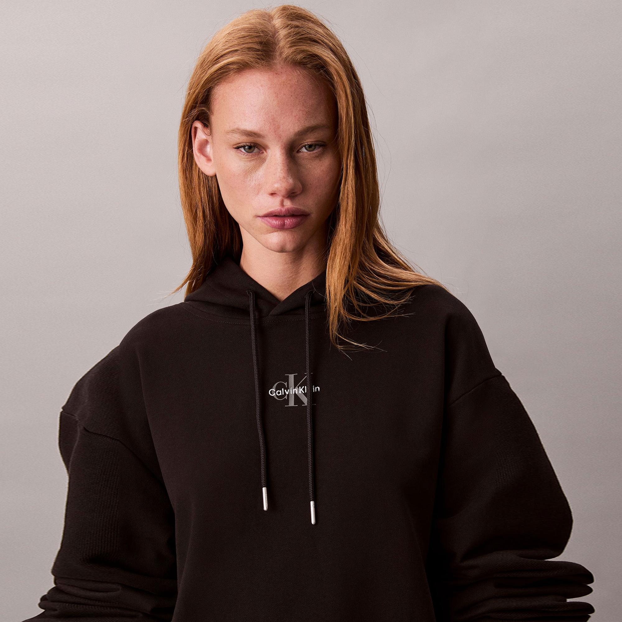 Calvin Klein Monologo Premium Terry  Kadın Siyah Elbise