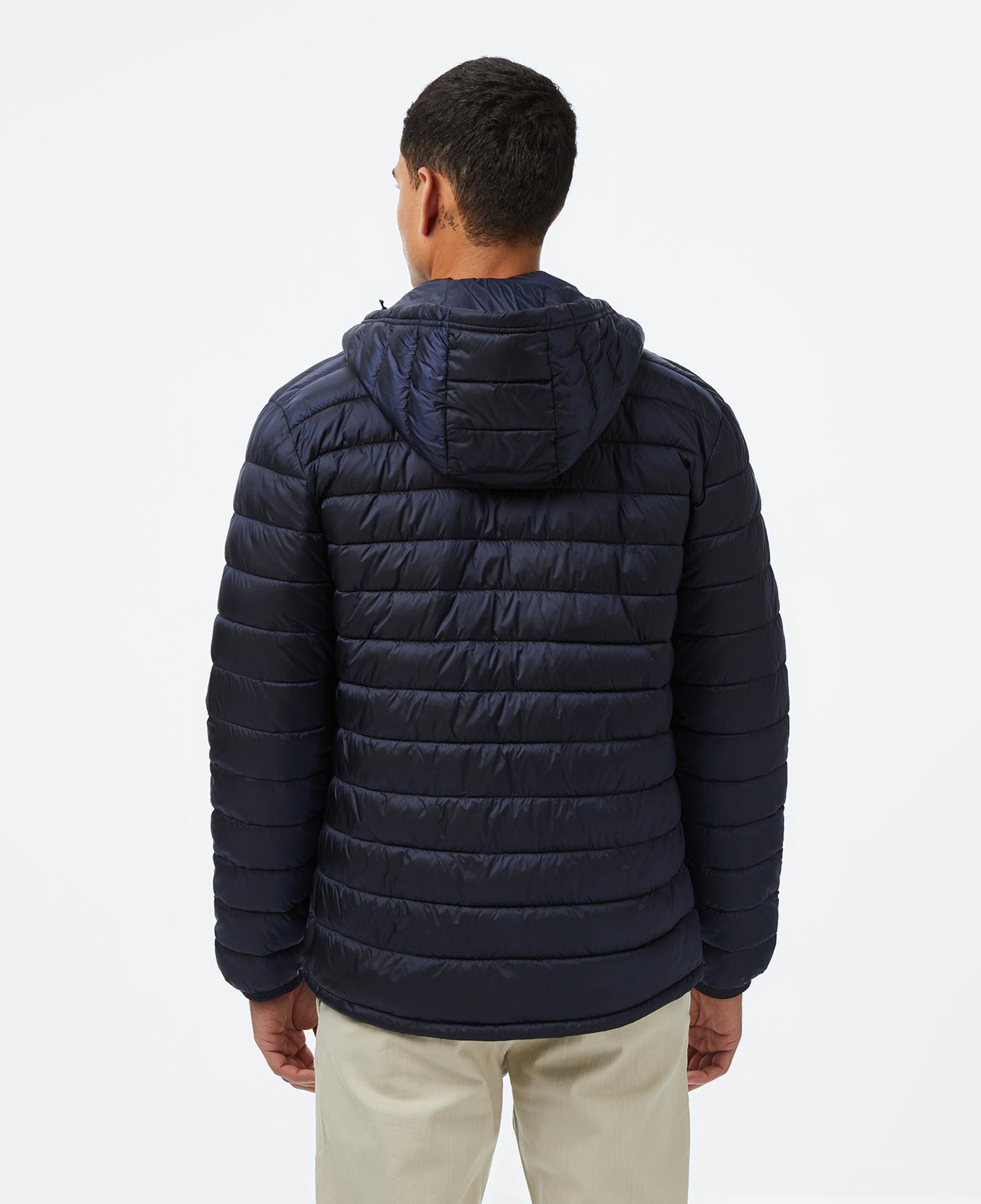 Guess Hooded Puffer Erkek Lacivert Mont