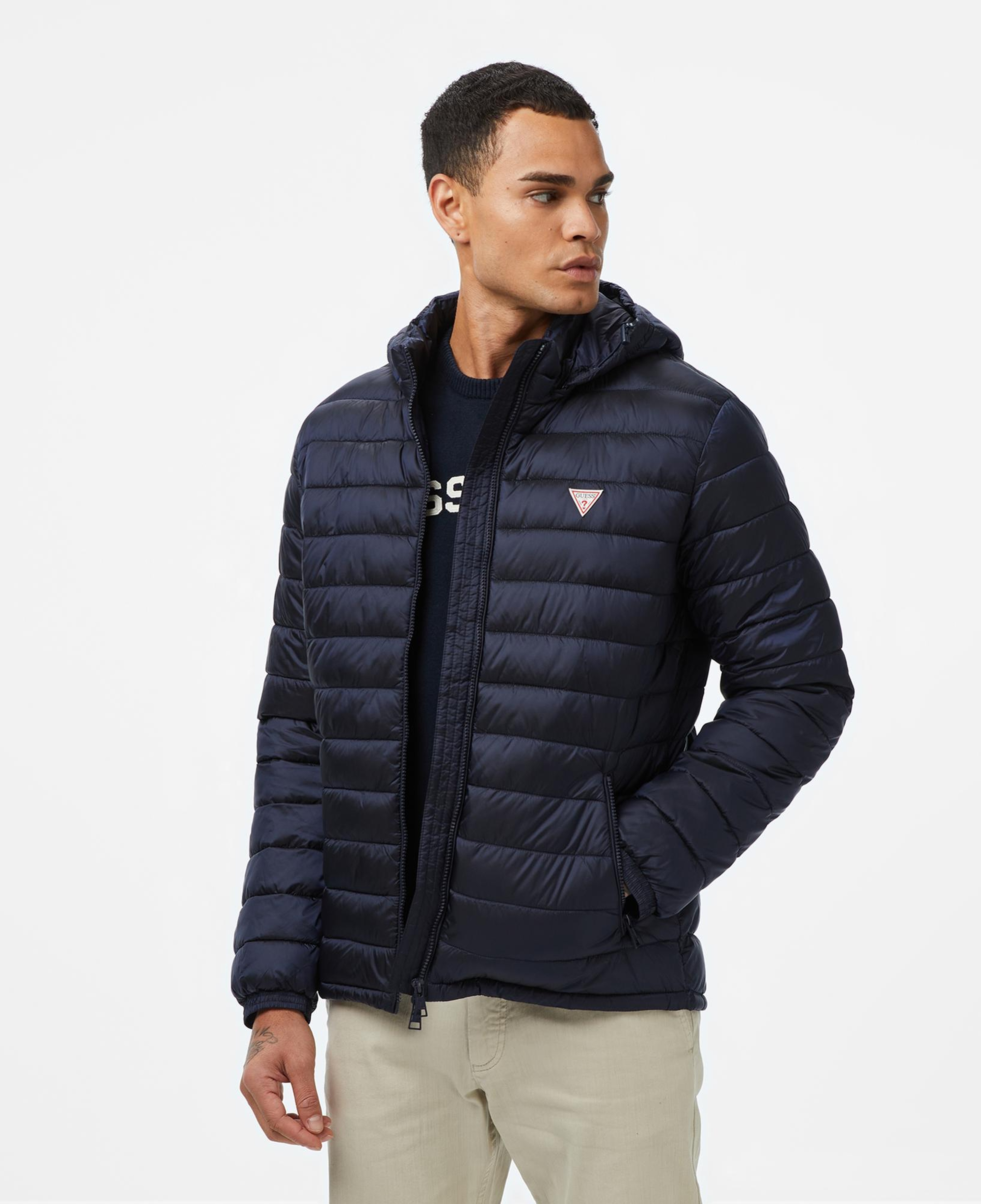 Guess Hooded Puffer Erkek Lacivert Mont