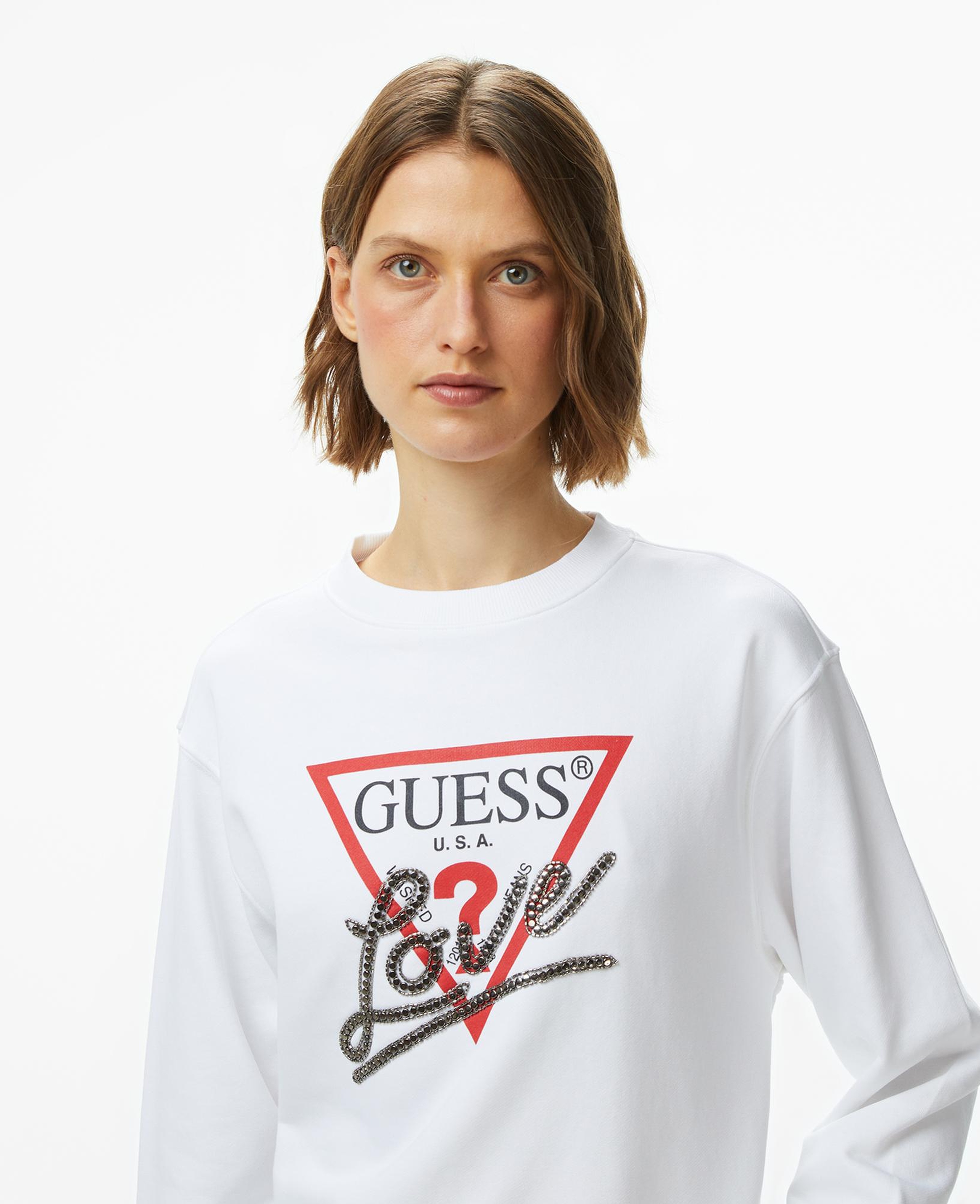 Guess Studded Kadın Beyaz Sweatshirt