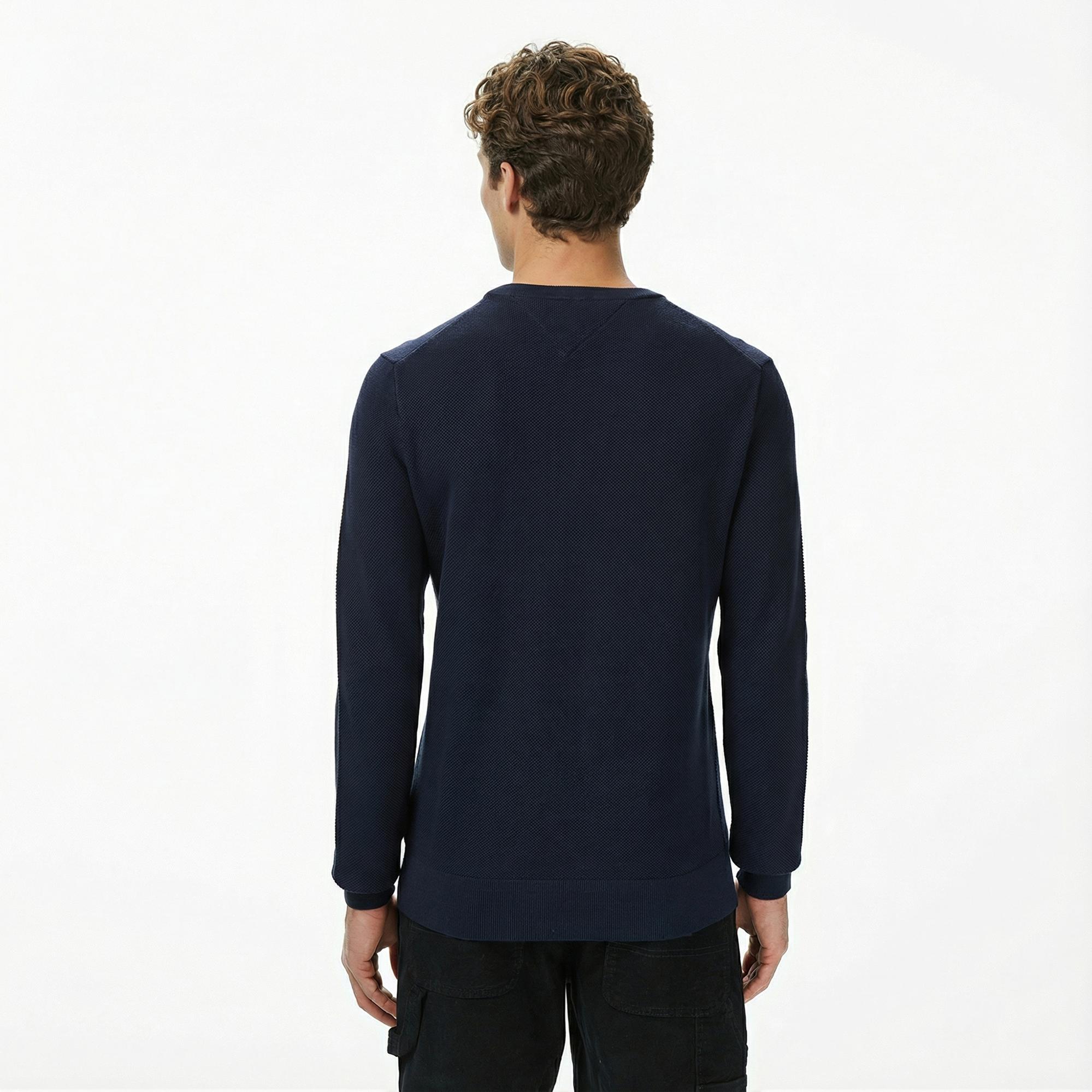 Tommy Hilfiger Essential Structure Yuvarlak Yaka Erkek Lacivert Kazak