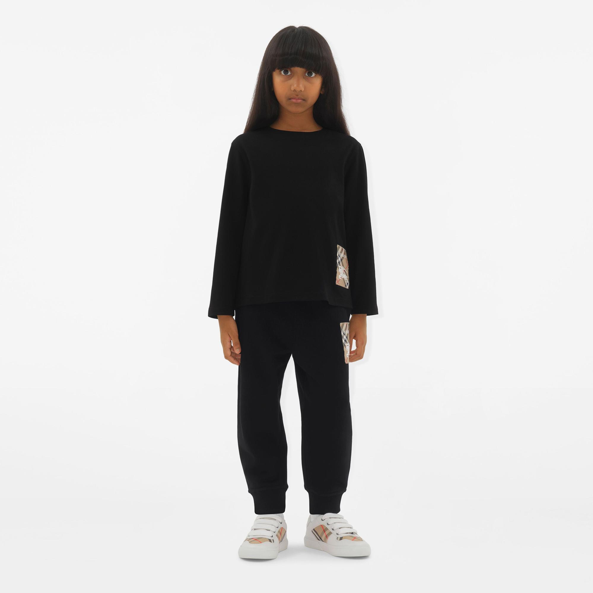 Burberry Kooper Label Cotton Top Çocuk Siyah T-Shirt