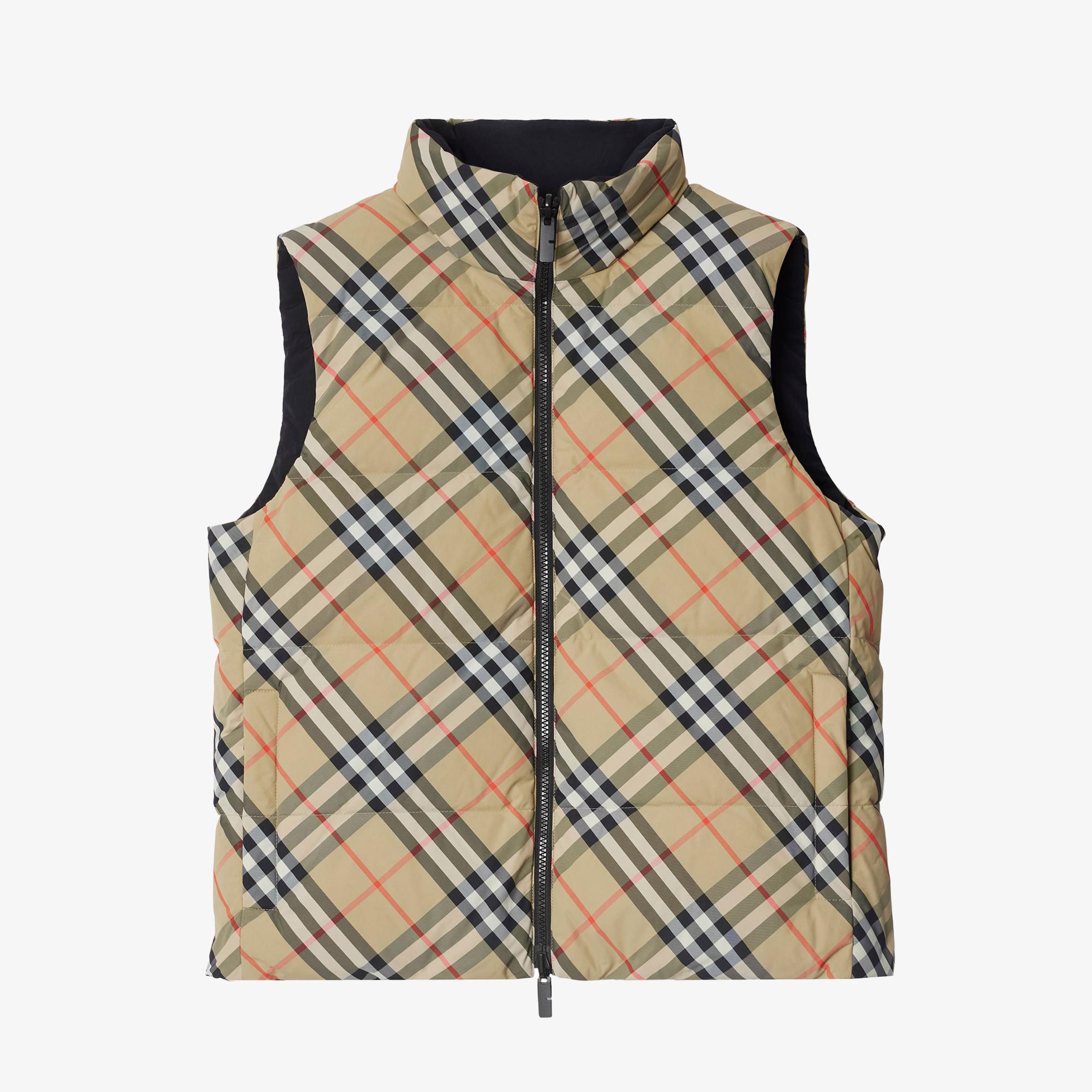 Burberry Reversible Check Harter Puffer Kadın Bej Yelek