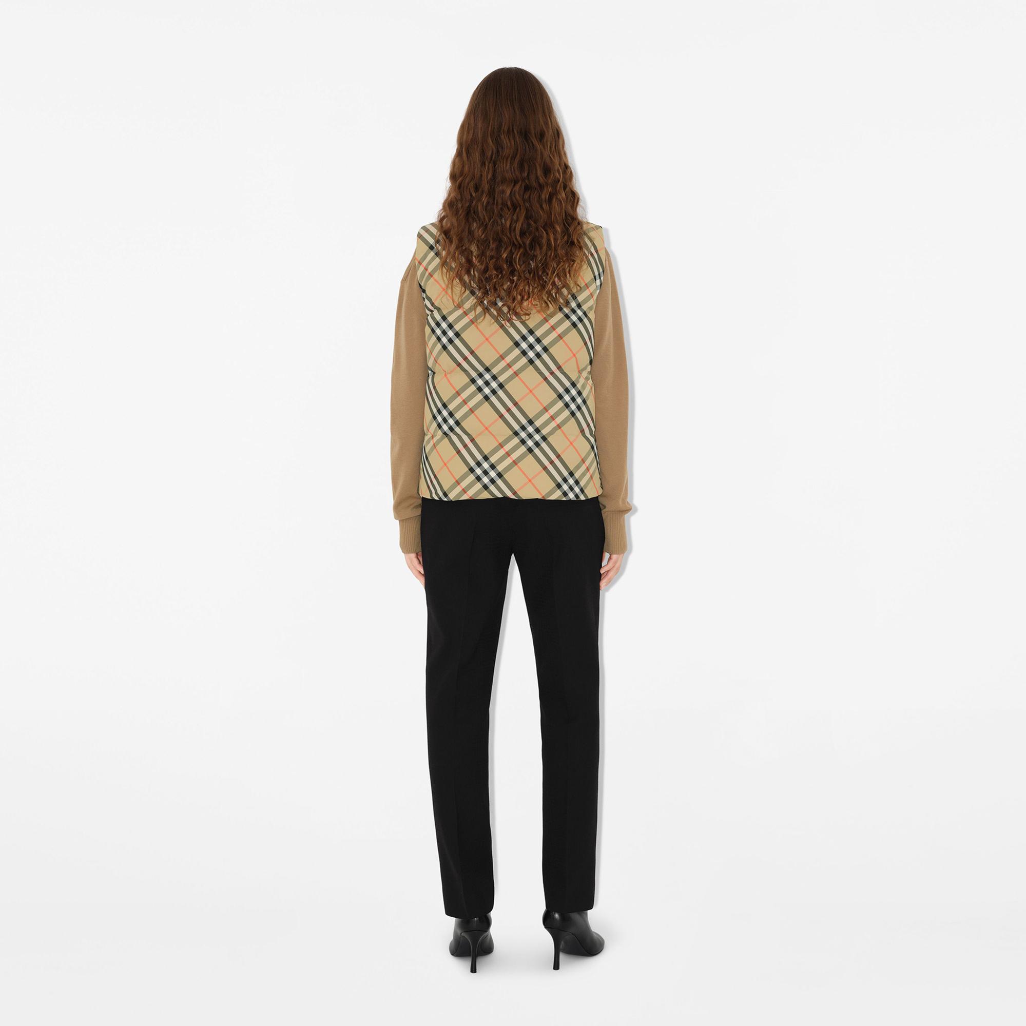 Burberry Reversible Check Harter Puffer Kadın Bej Yelek