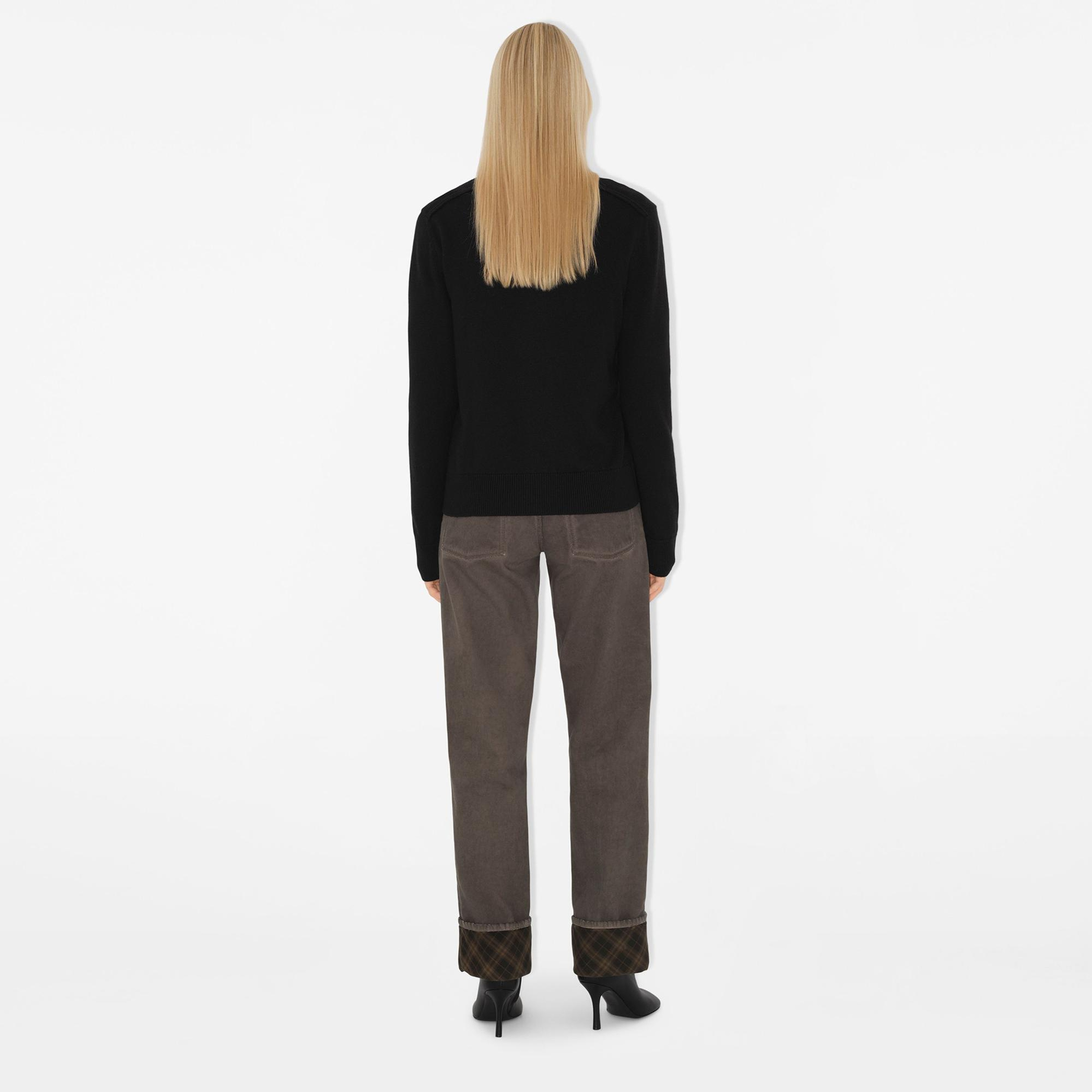 Burberry Smt Label Wool Cardigan Kadın Siyah Hırka