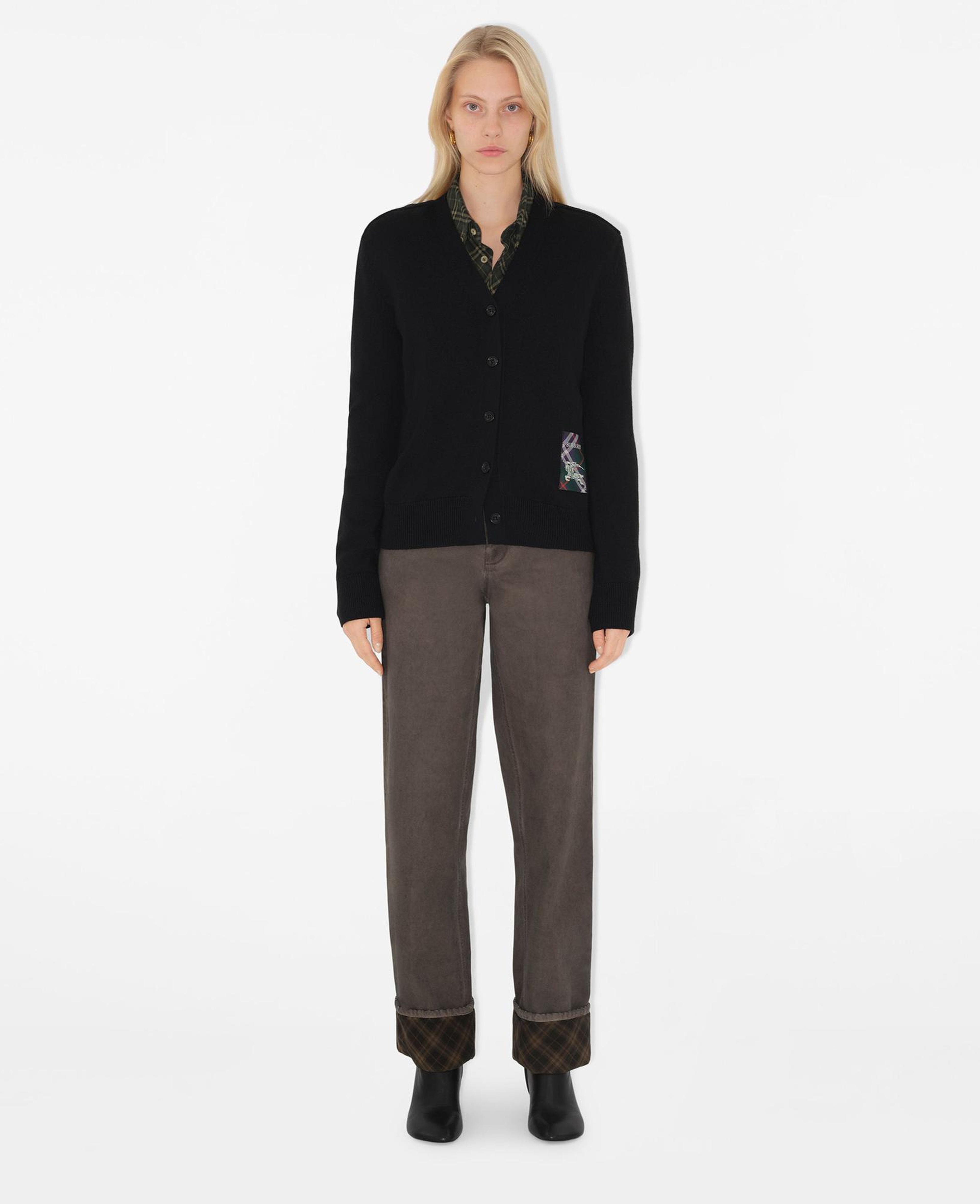 Burberry Smt Label Wool Cardigan Kadın Siyah Hırka