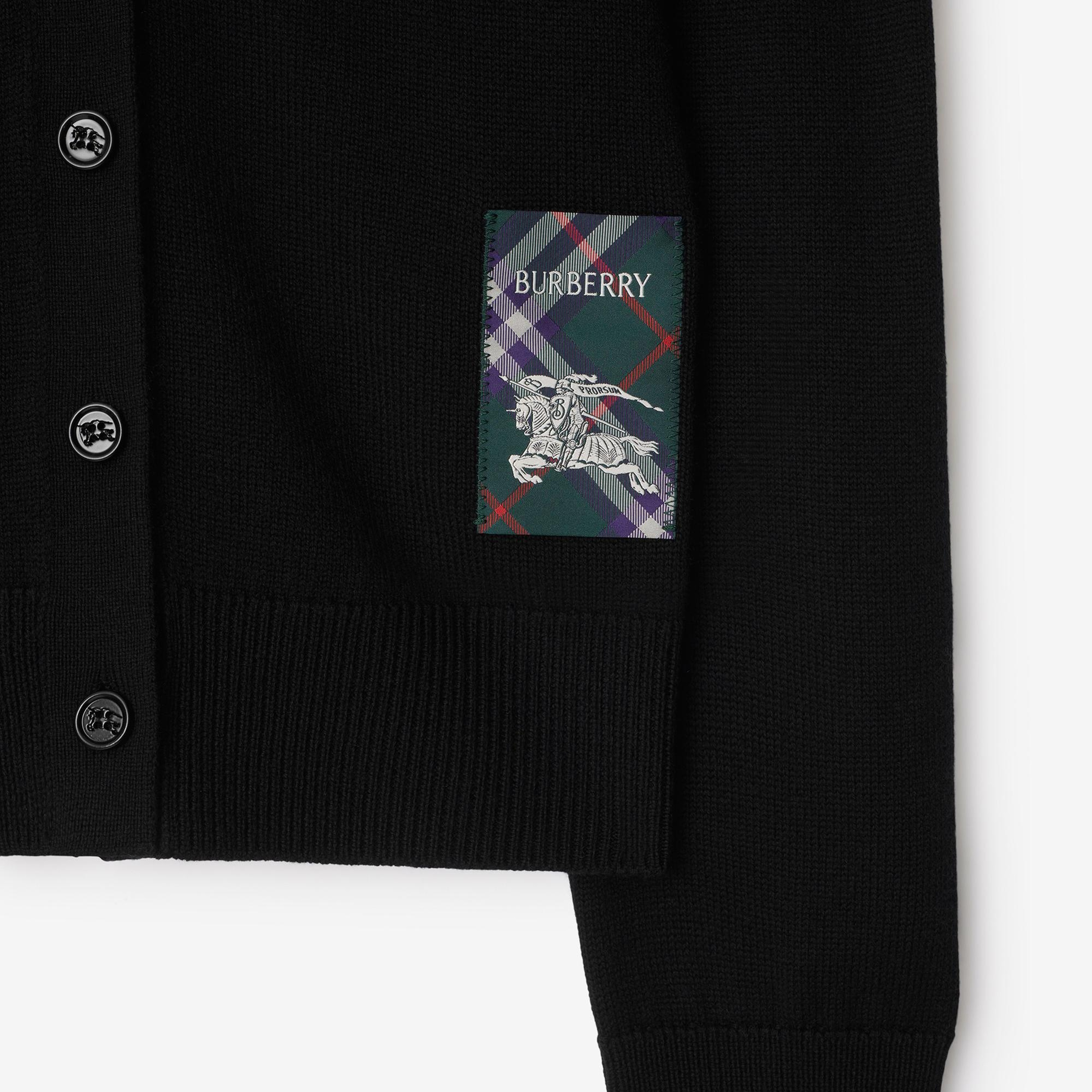 Burberry Smt Label Wool Cardigan Kadın Siyah Hırka