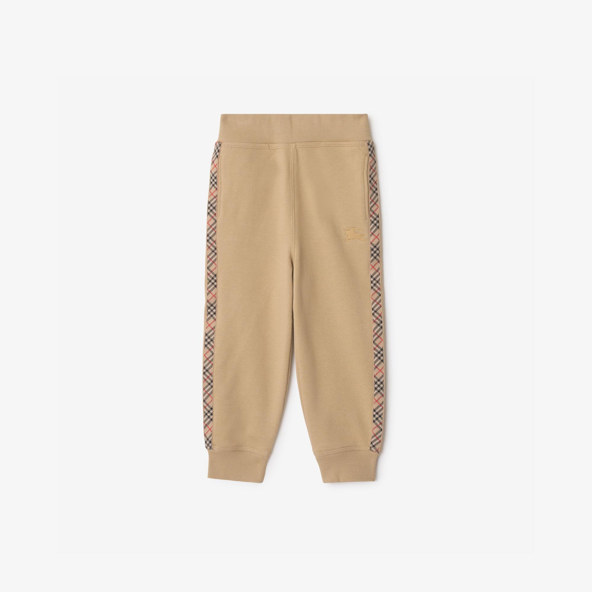 Burberry Jackson Tape Check Trim Cotton Çocuk Bej Eşofman Altı