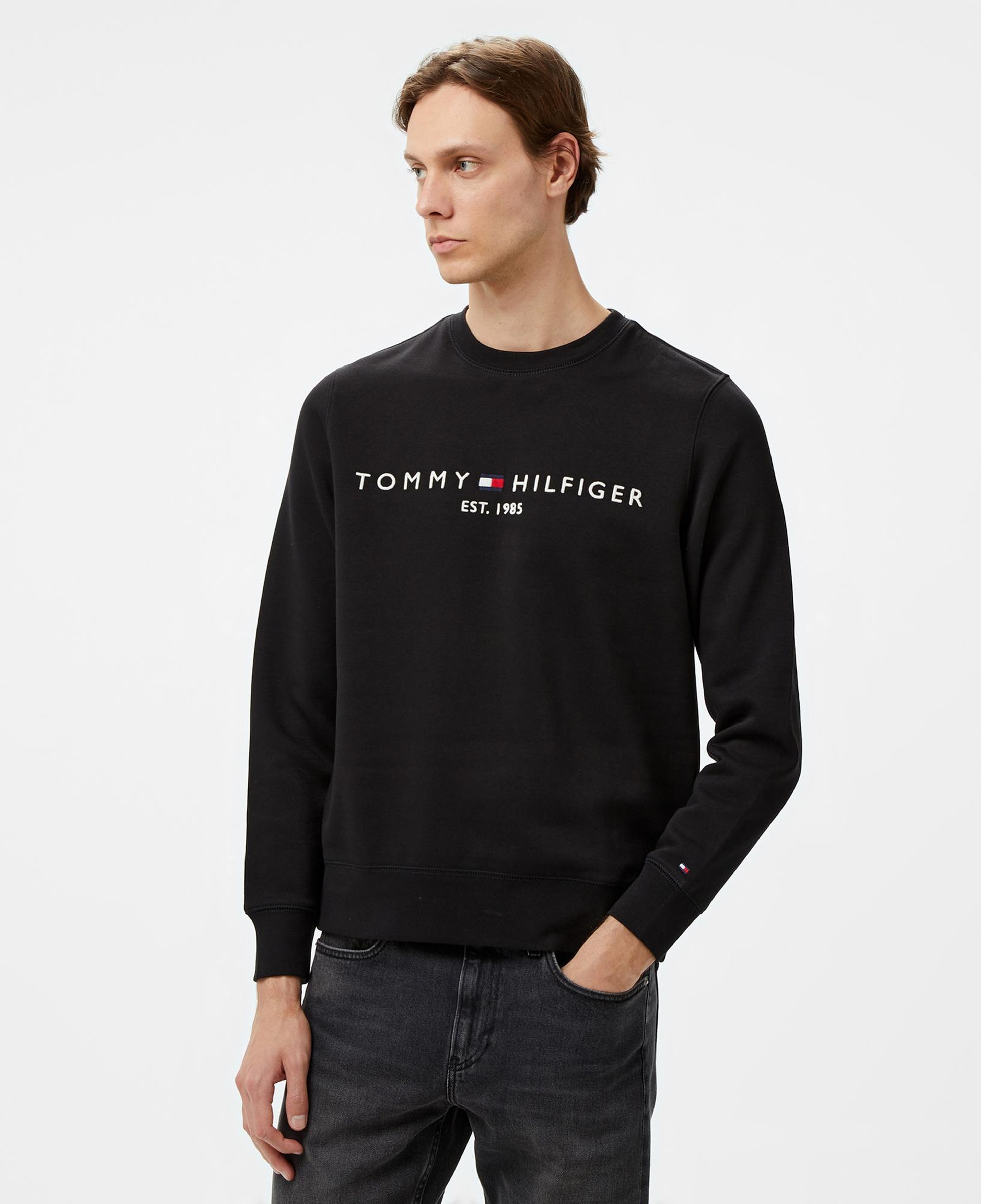 Tommy Hilfiger Tommy Logo Erkek Siyah Sweatshirt