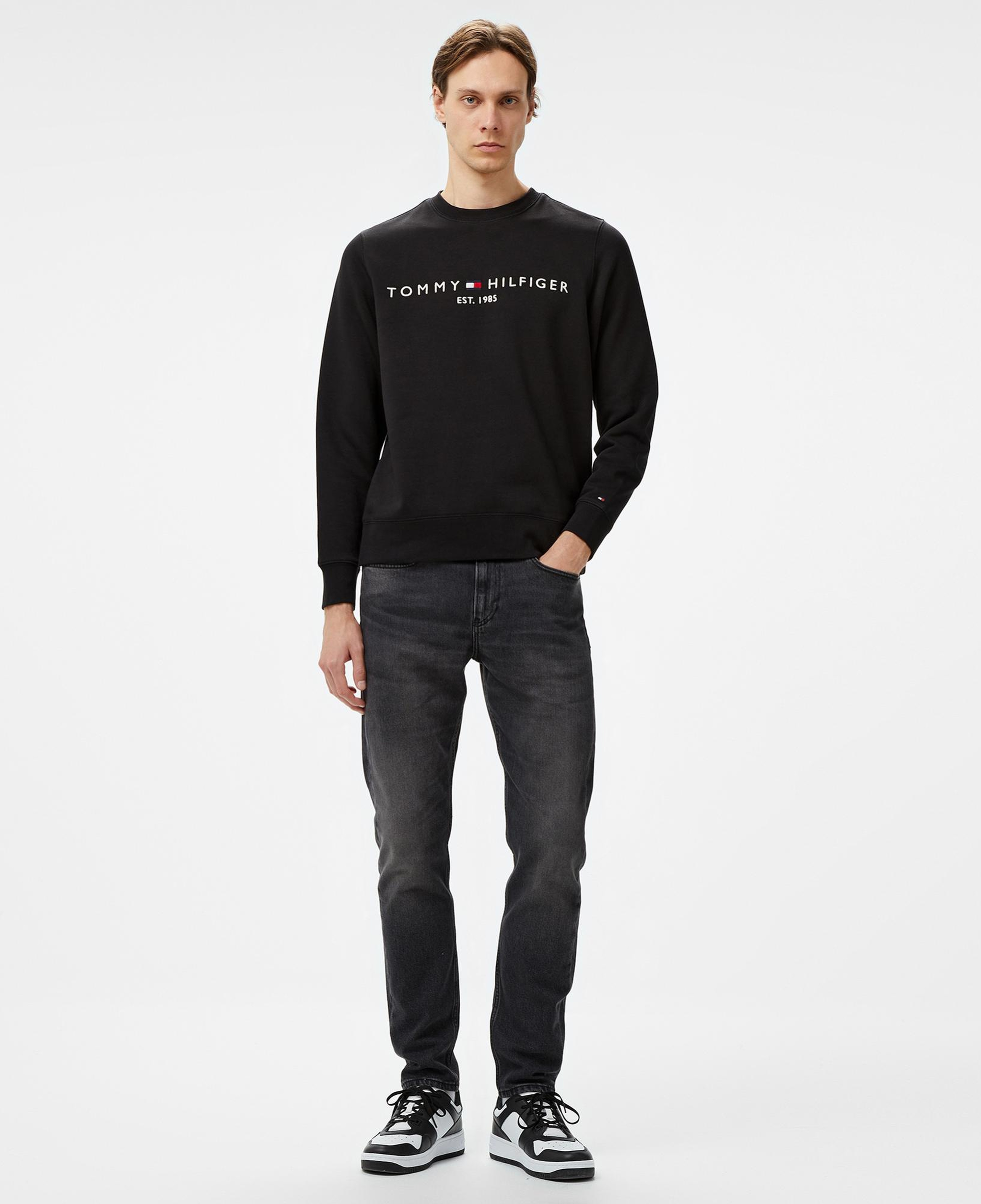 Tommy Hilfiger Tommy Logo Erkek Siyah Sweatshirt