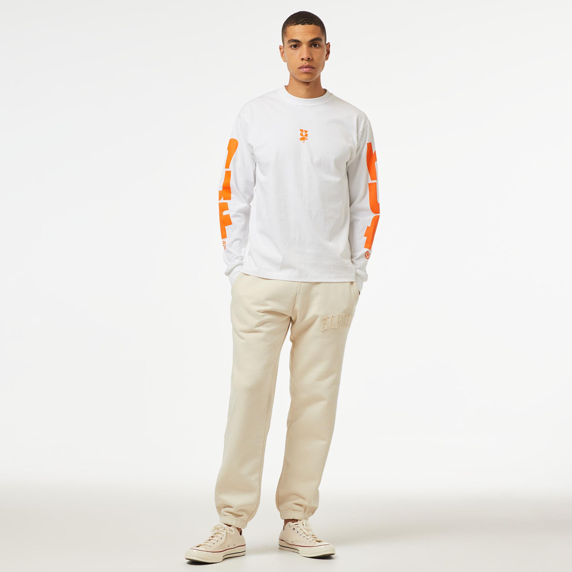 HUF Megablast Stretch L/S Erkek Beyaz Sweatshirt