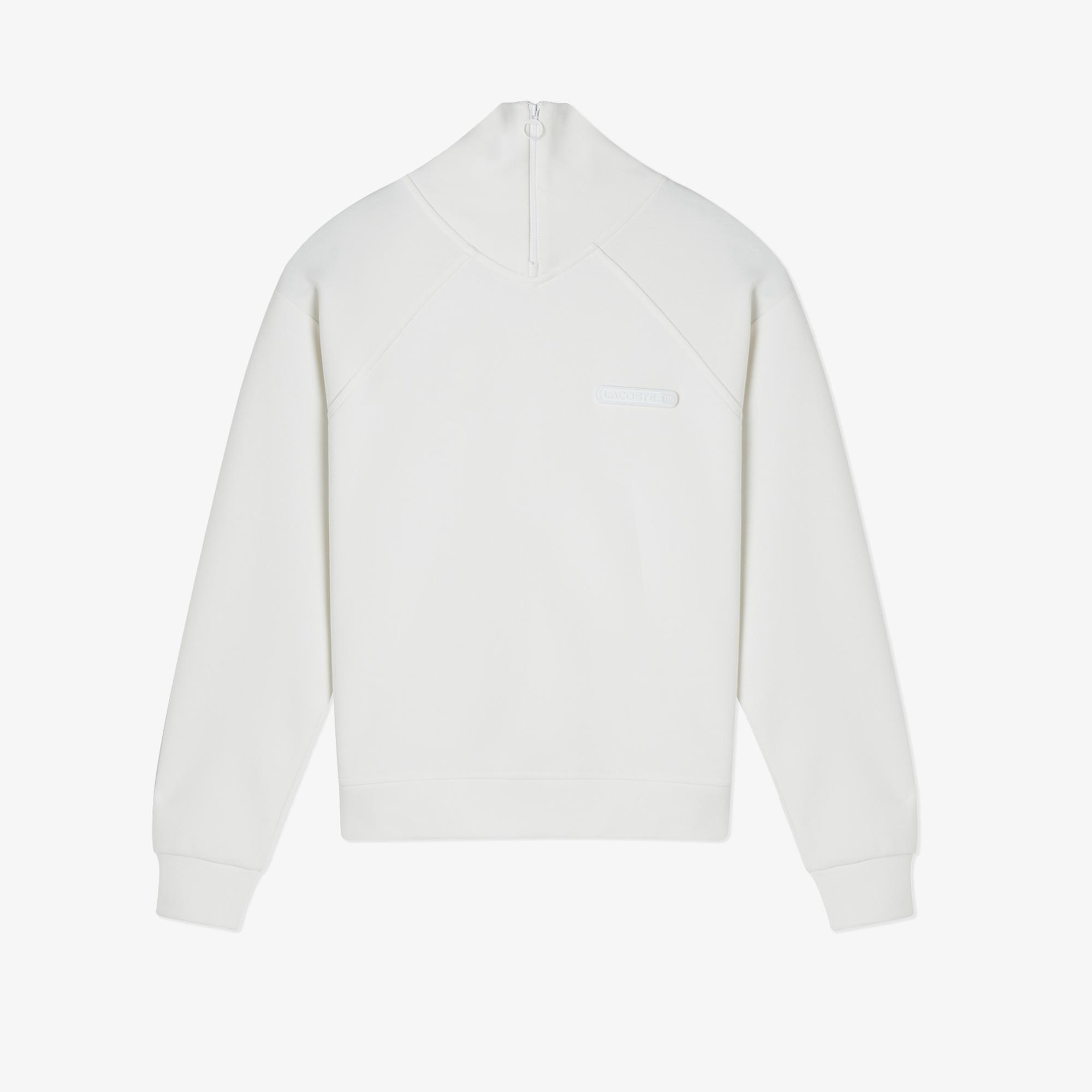 Lacoste Kadın Regular Fit Fermuarlı Dik Yaka Beyaz Sweatshirt